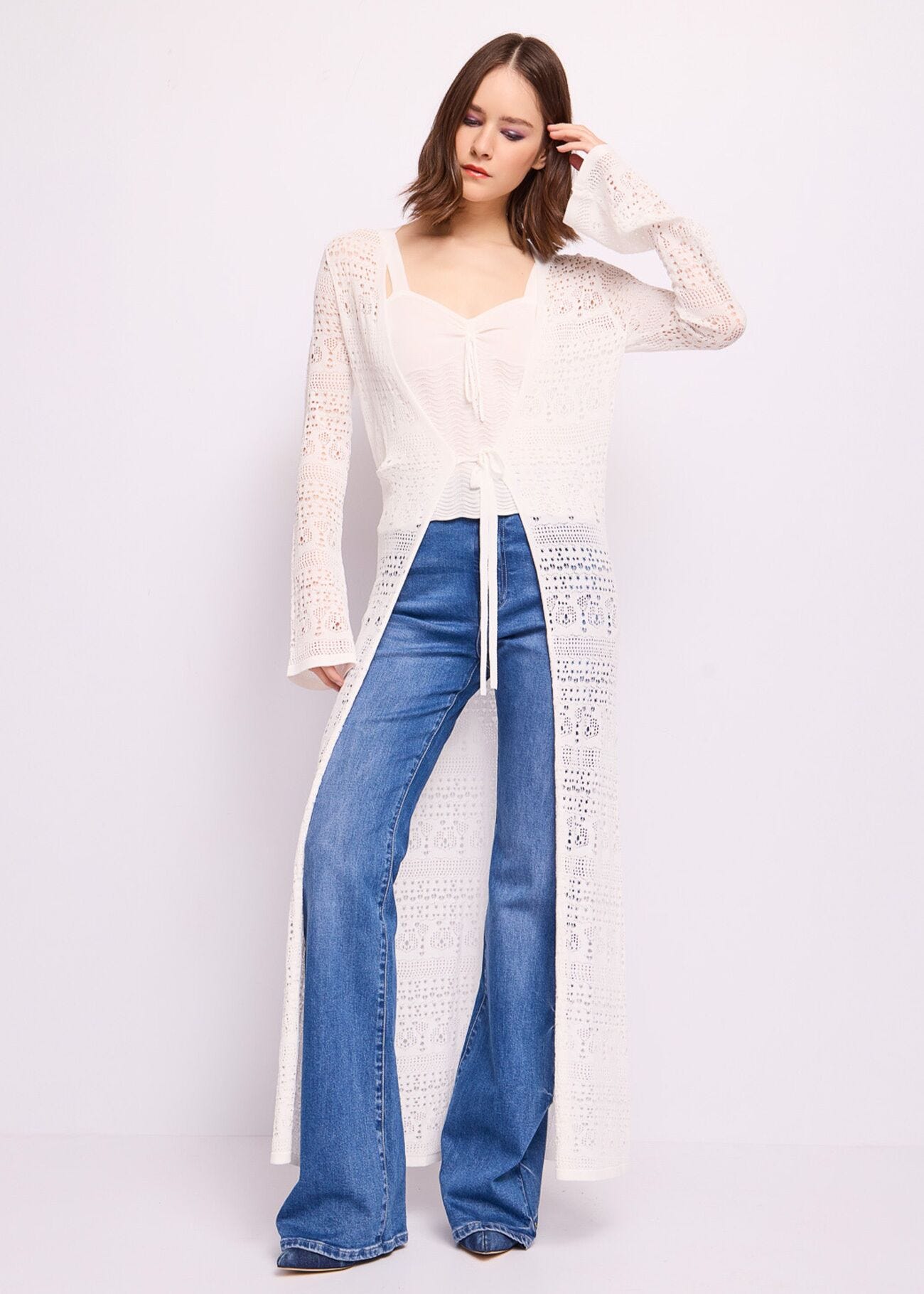 Top bianco in maglia