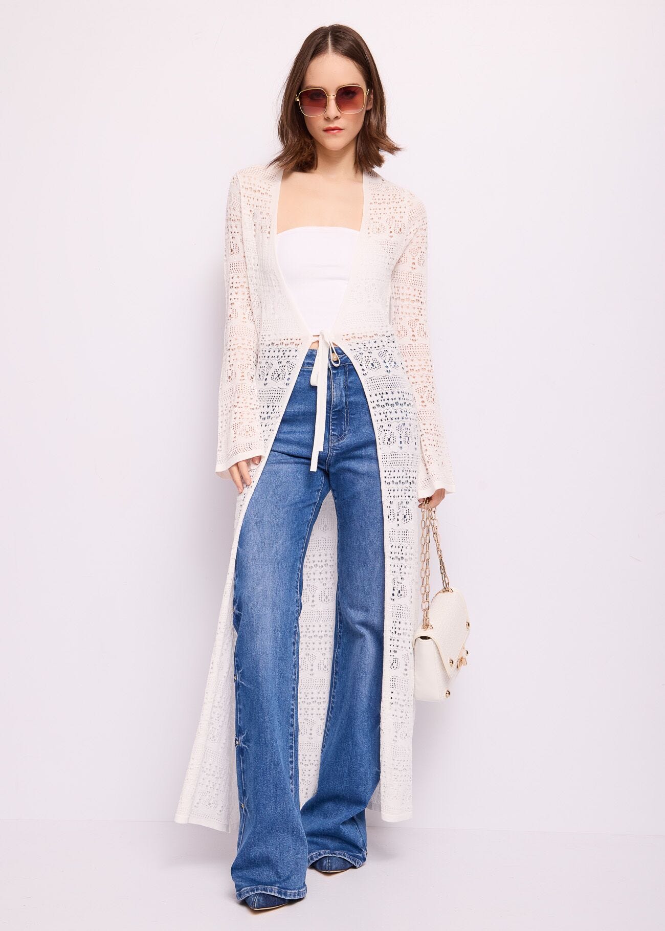 Cardigan bianco in maglia