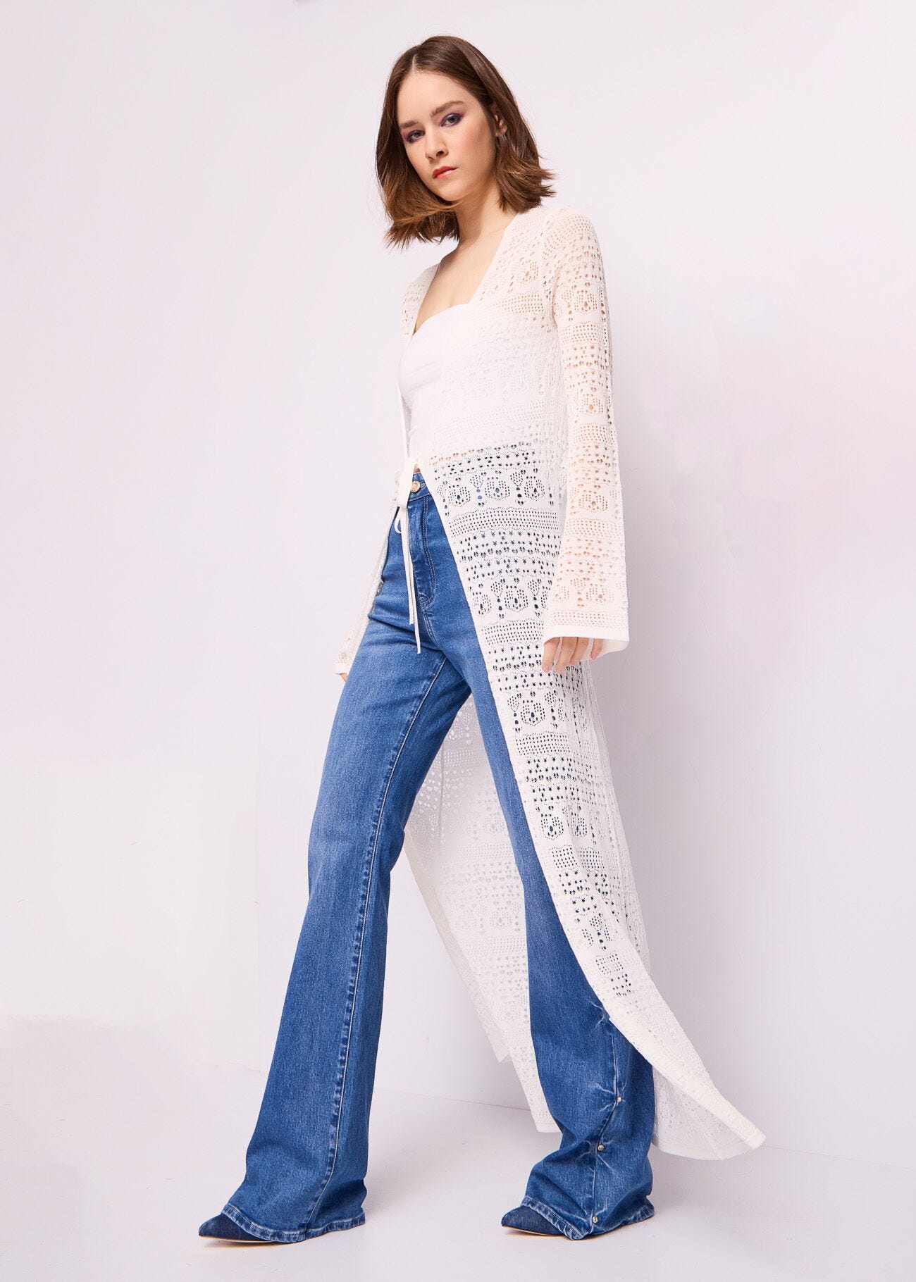 Cardigan bianco in maglia