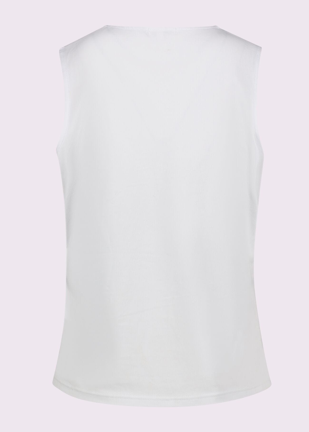 Top bianco in cotone con strass