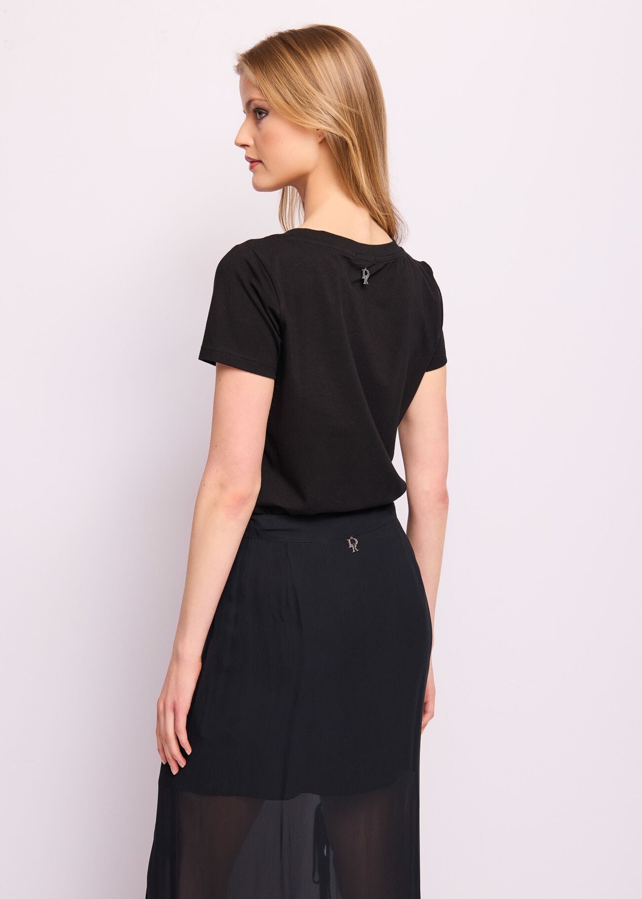 T-shirt nera in cotone con logo