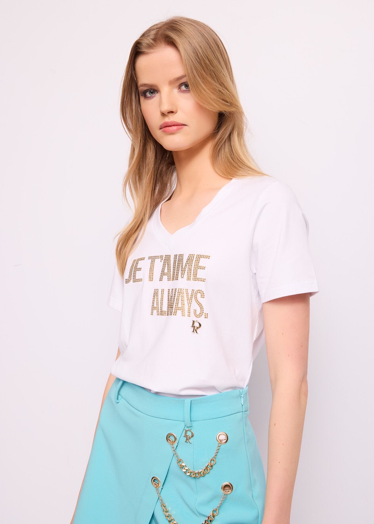 T-shirt in cotone con borchie