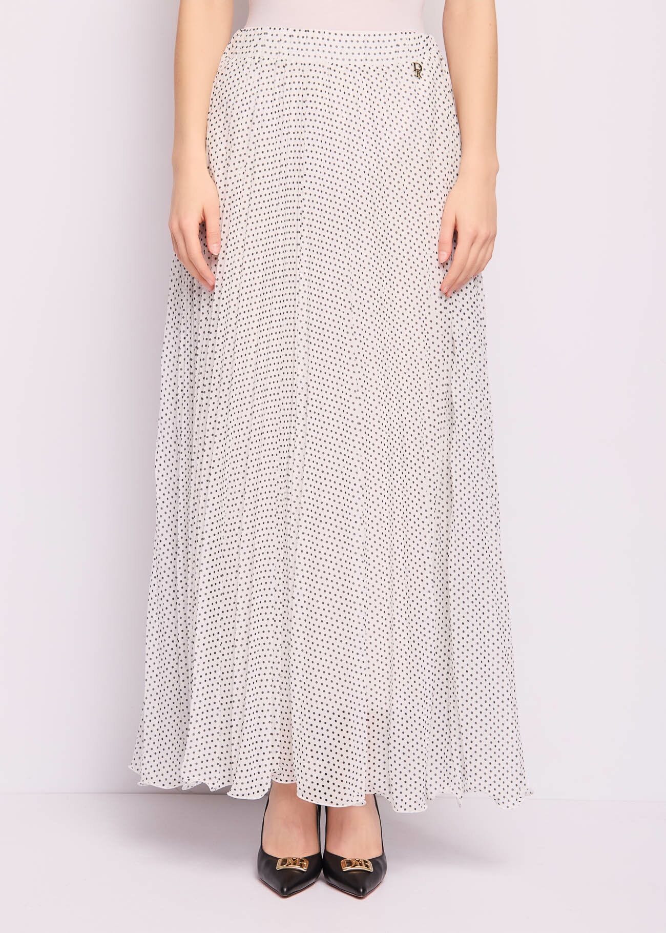 Pleated georgette polka-dot skirt