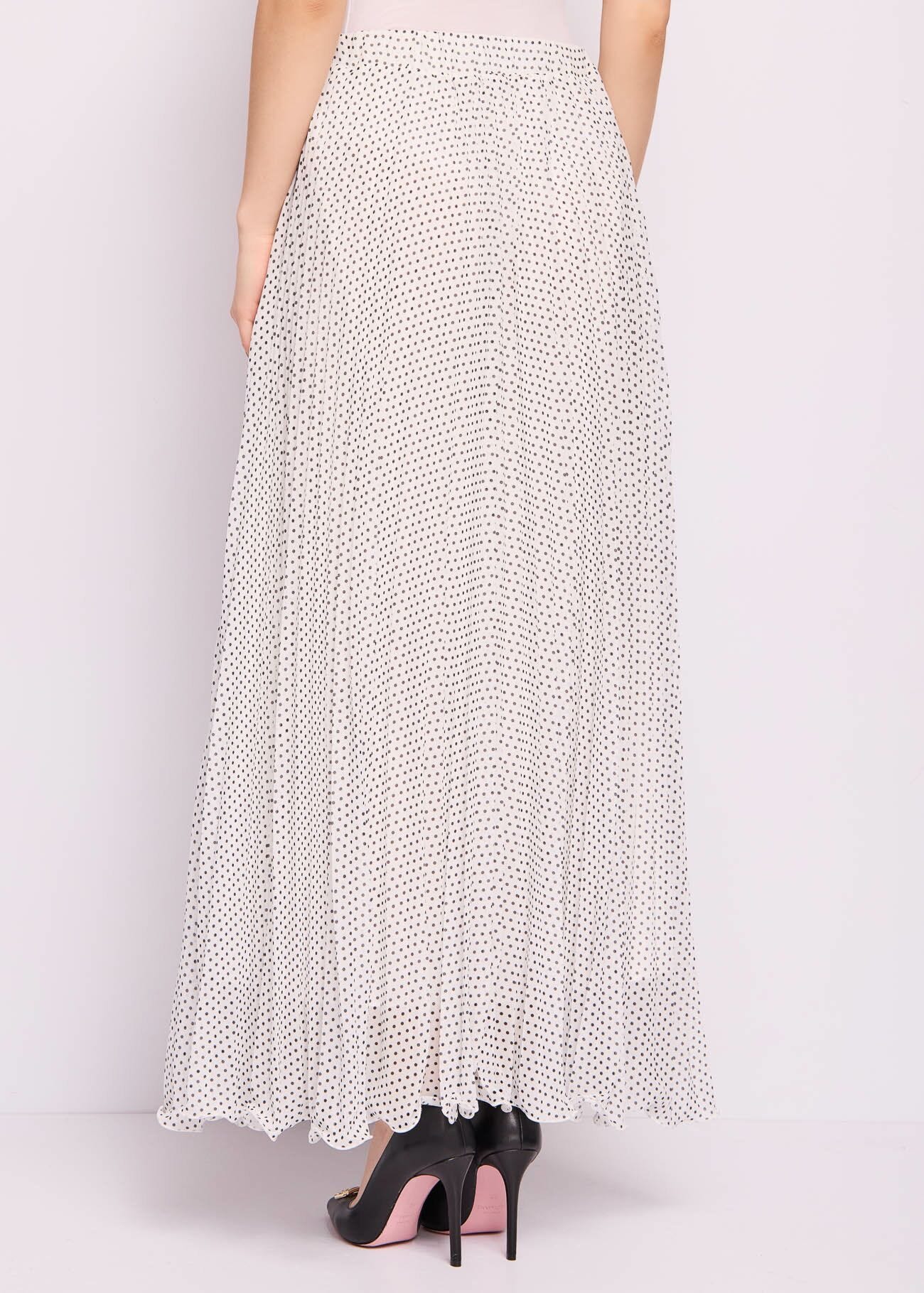 Pleated georgette polka-dot skirt