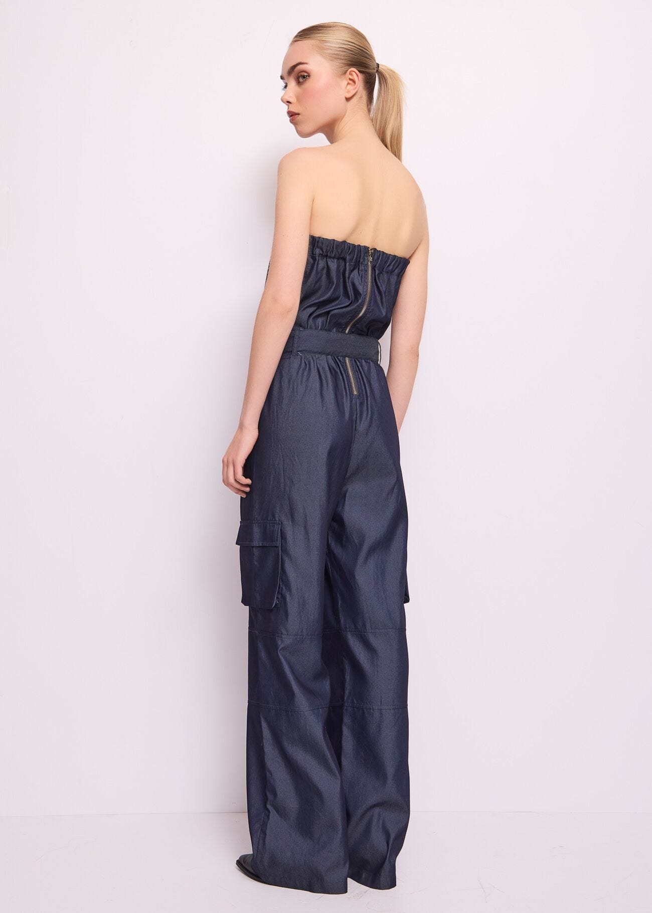 Tuta blu in chambray