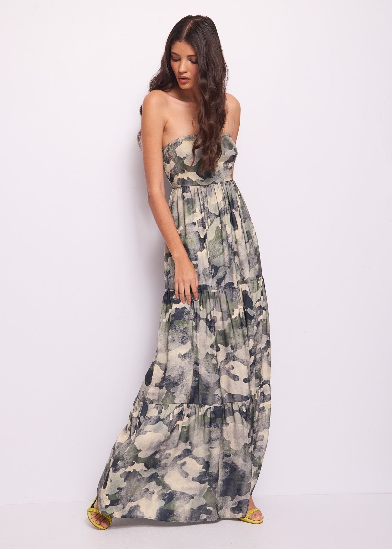 Long printed georgette dress