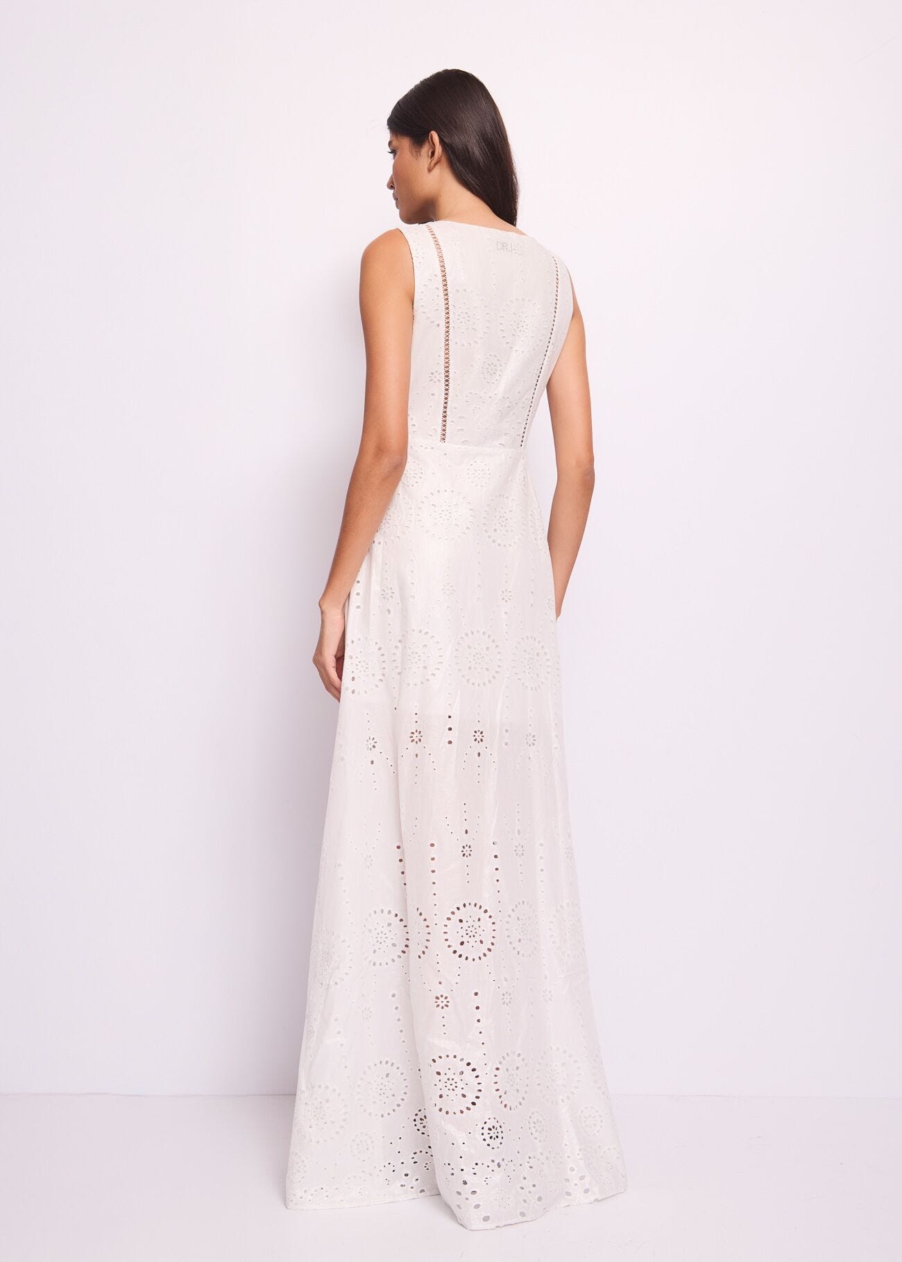Abito lungo bianco in cotone