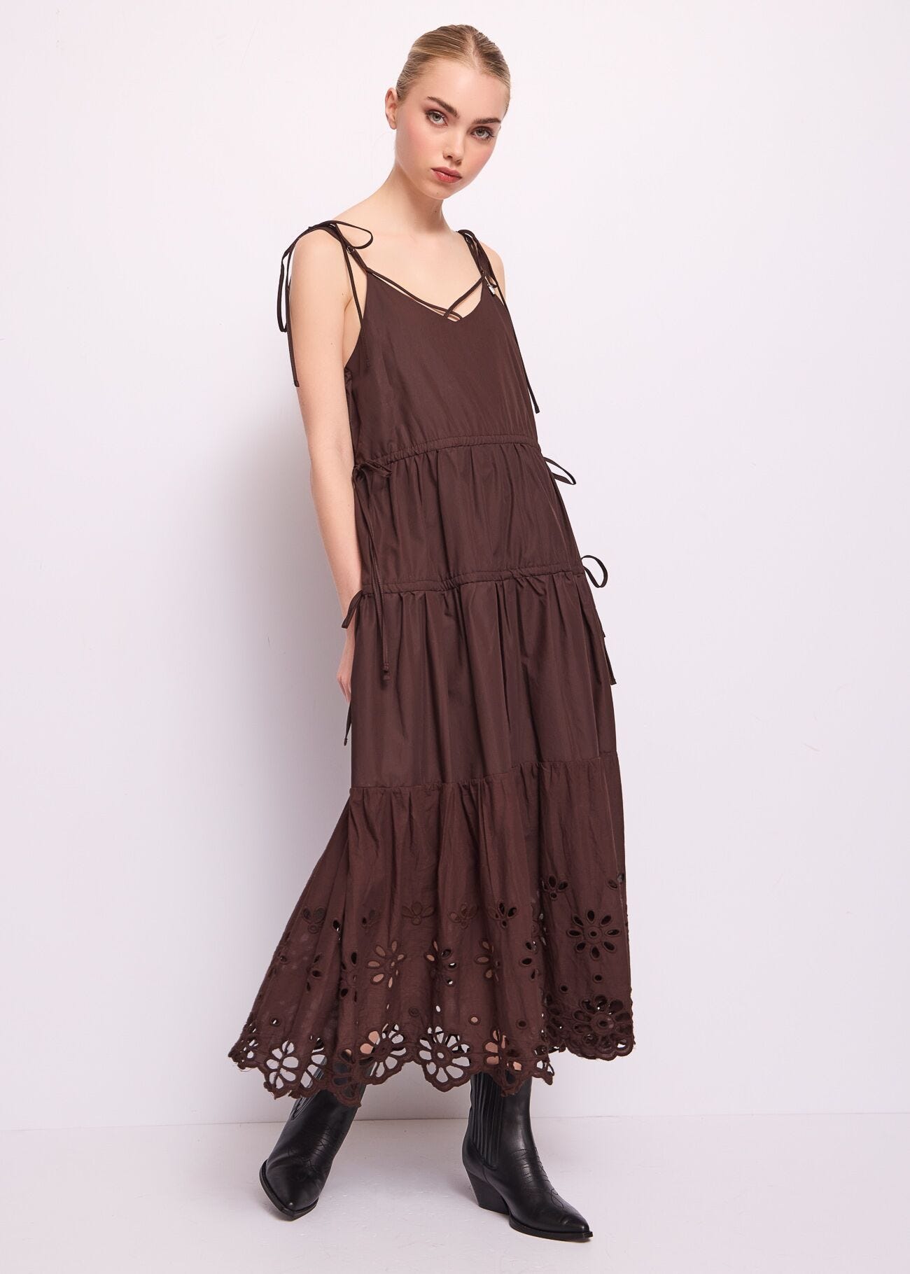 Abito marrone in misto cotone