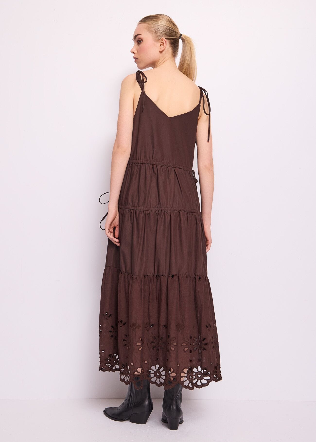 Abito marrone in misto cotone