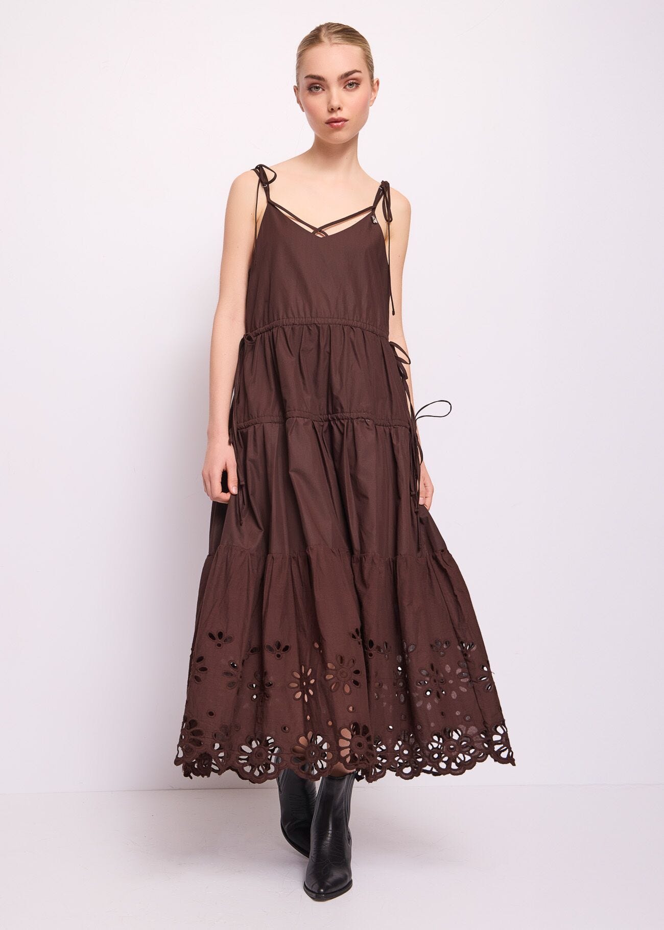 Abito marrone in misto cotone