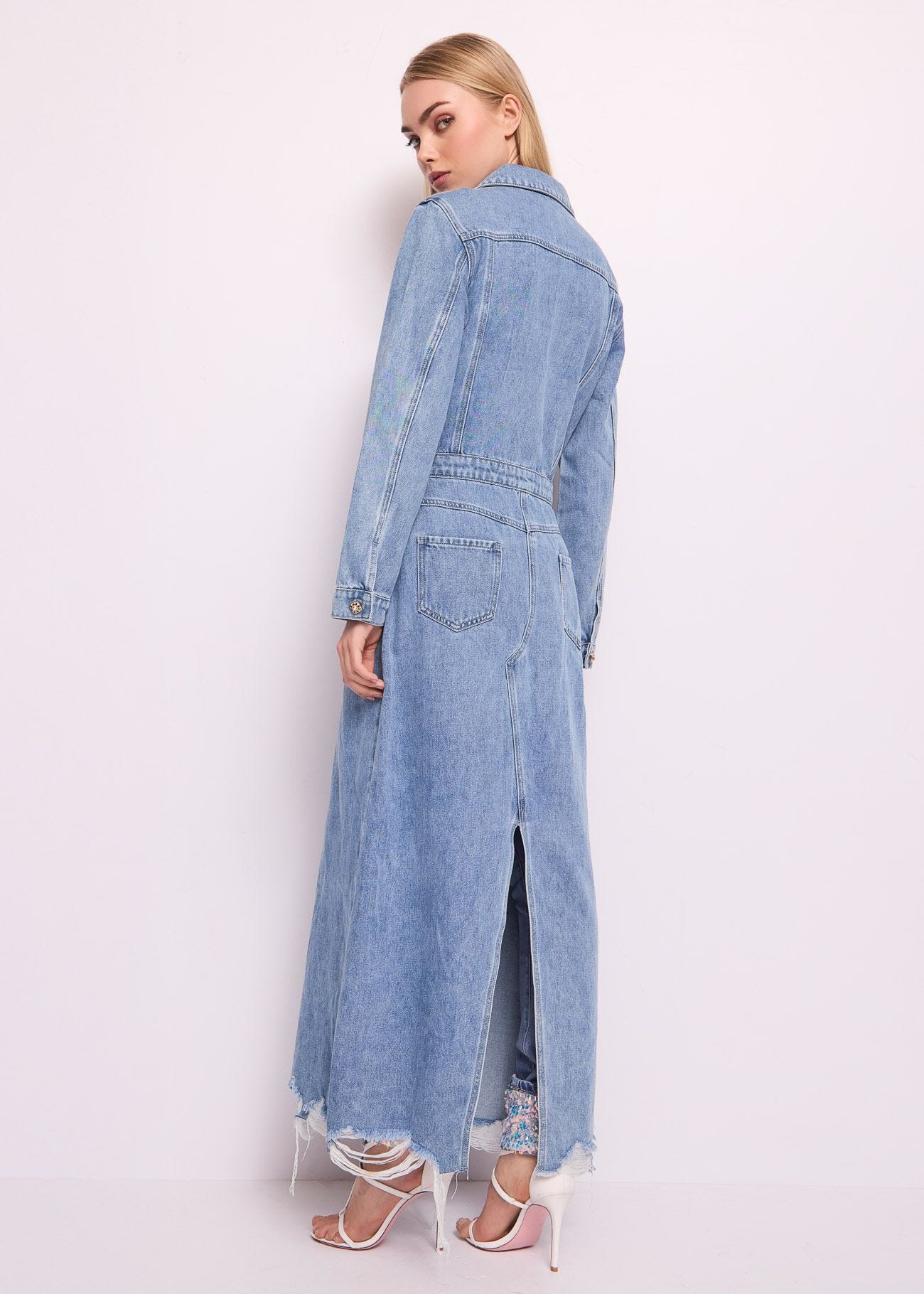 Abito lungo in denim di cotone