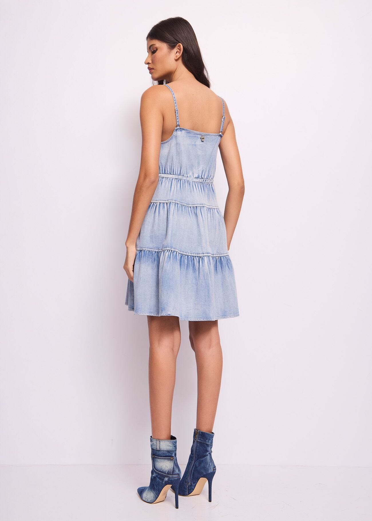 Mini abito in denim di cotone