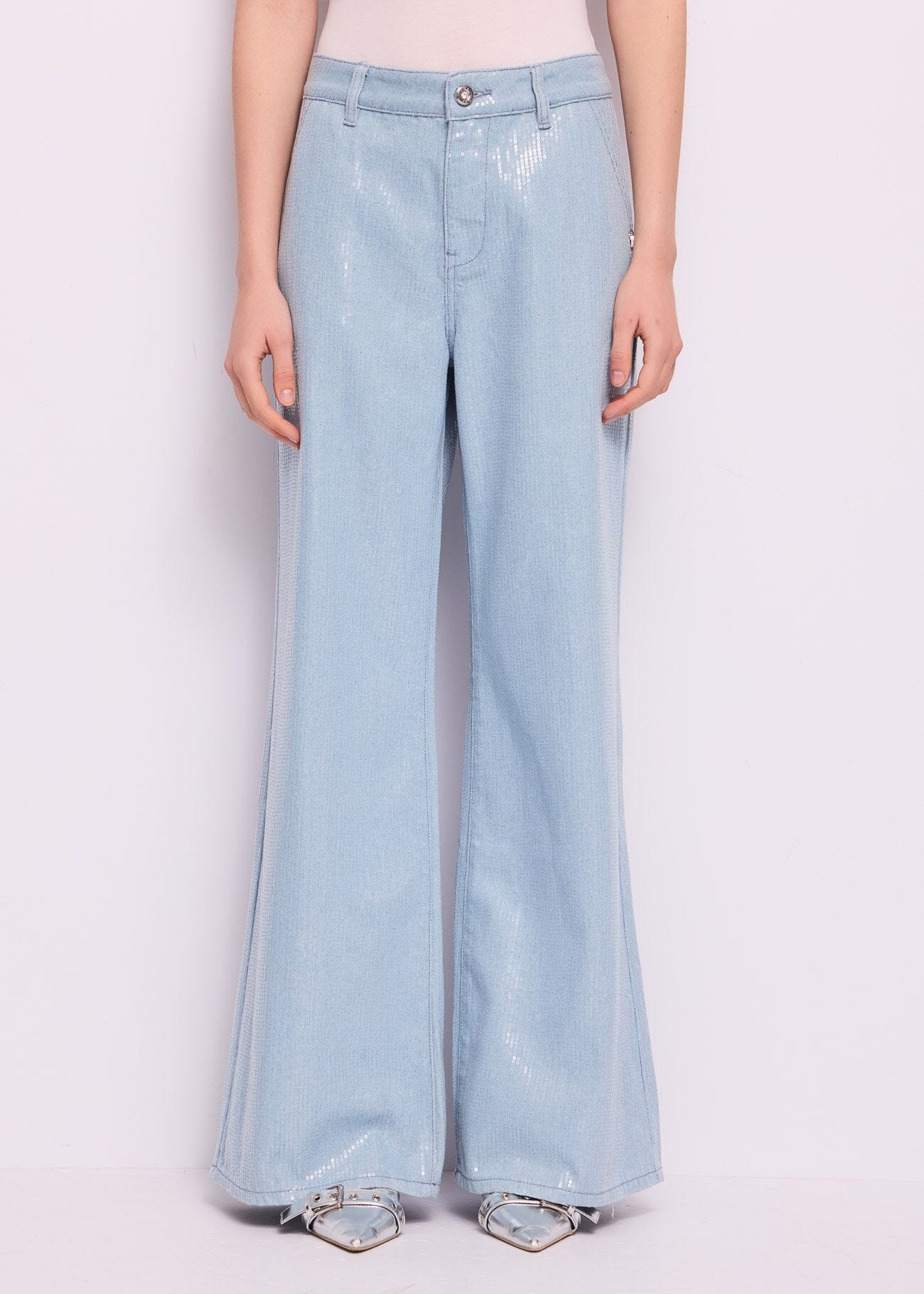 Cotton jeans with sequins
