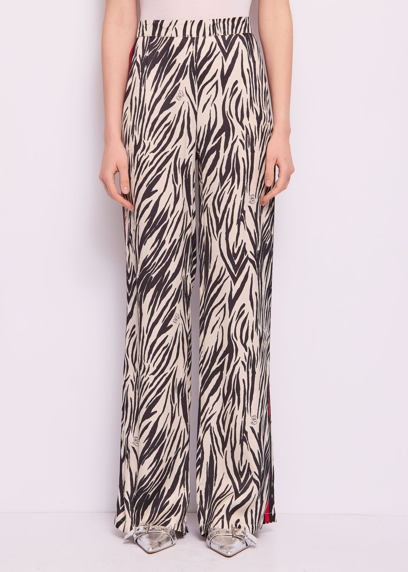 Printed satin palazzo trousers