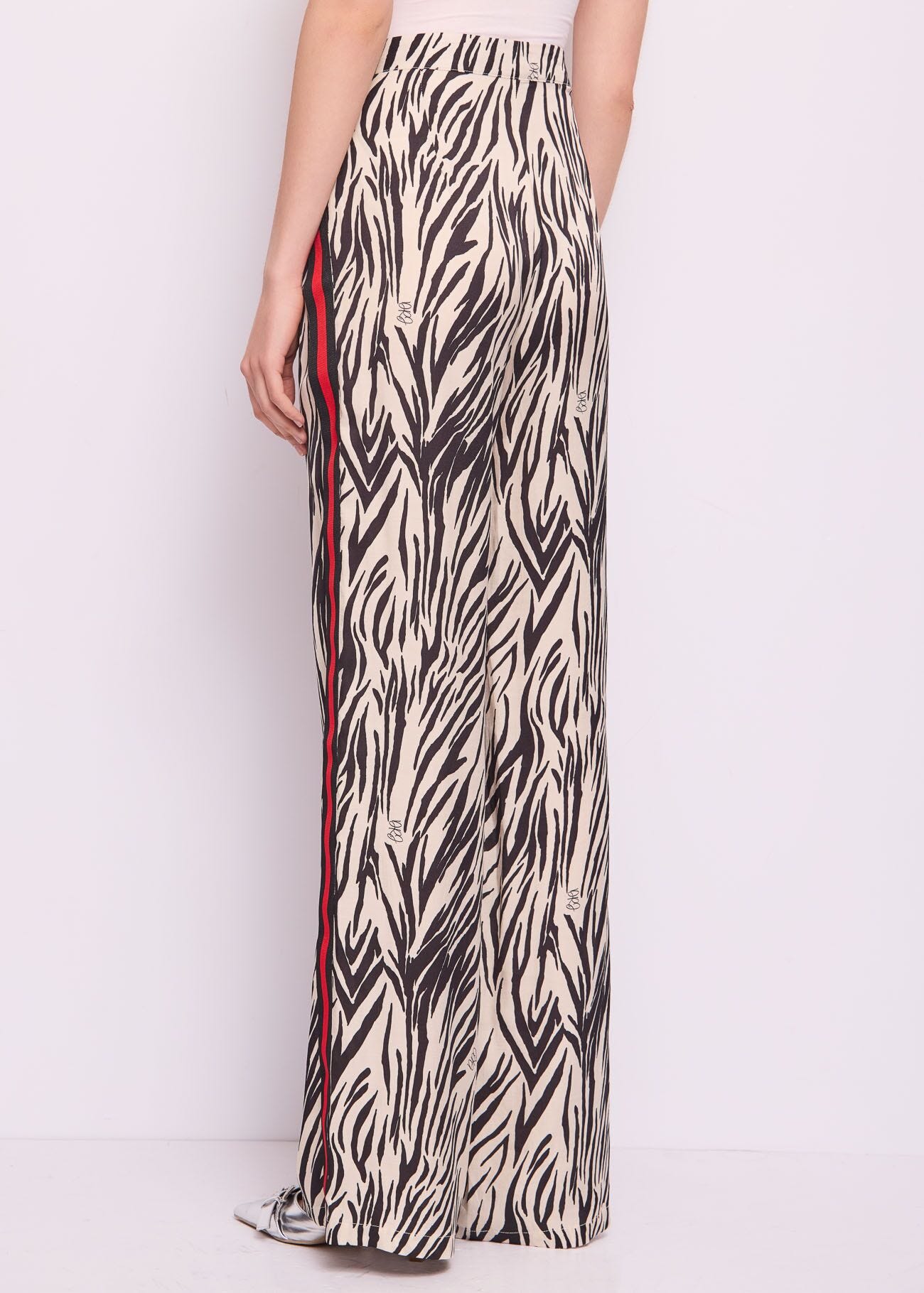 Printed satin palazzo trousers