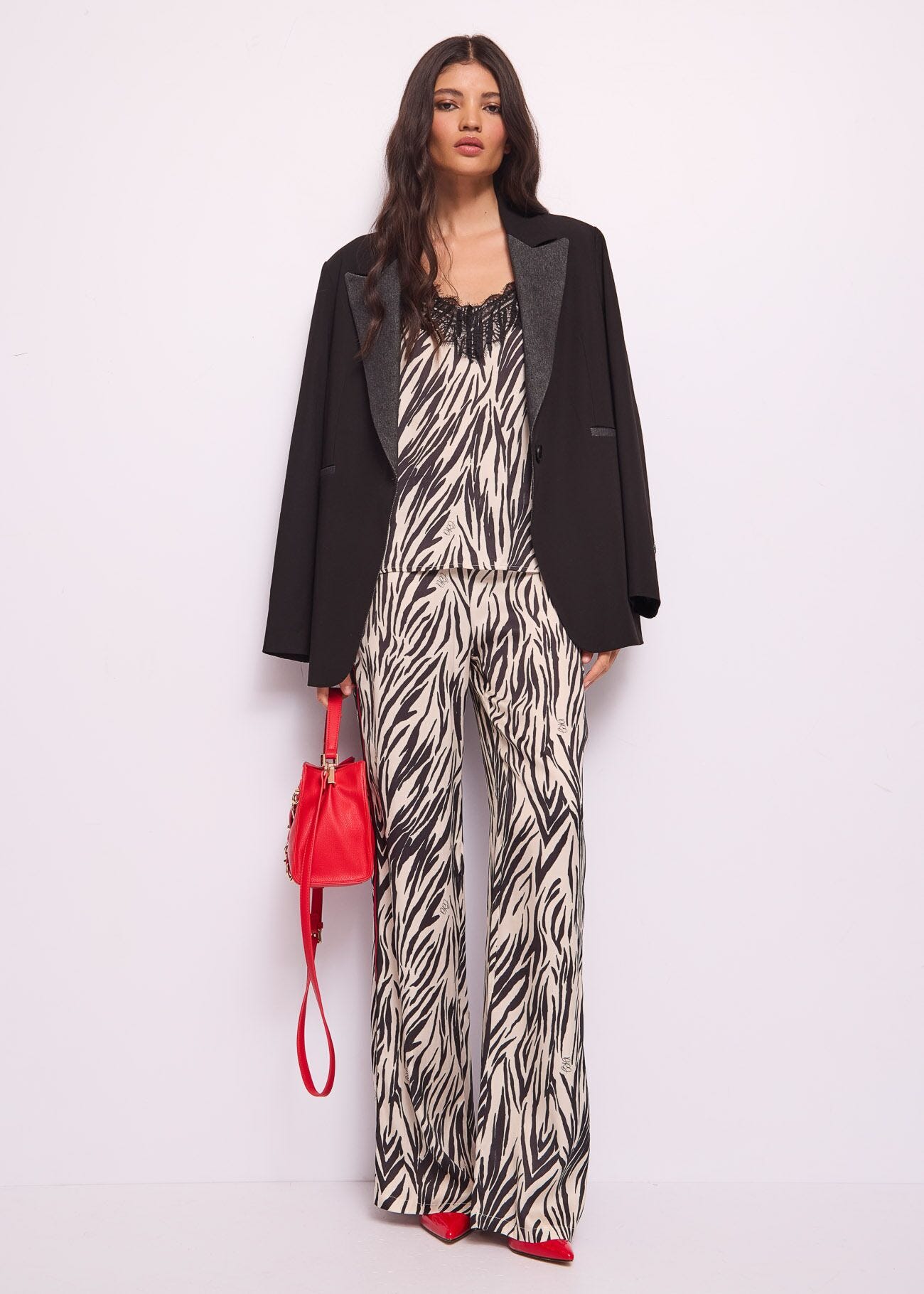 Printed satin palazzo trousers
