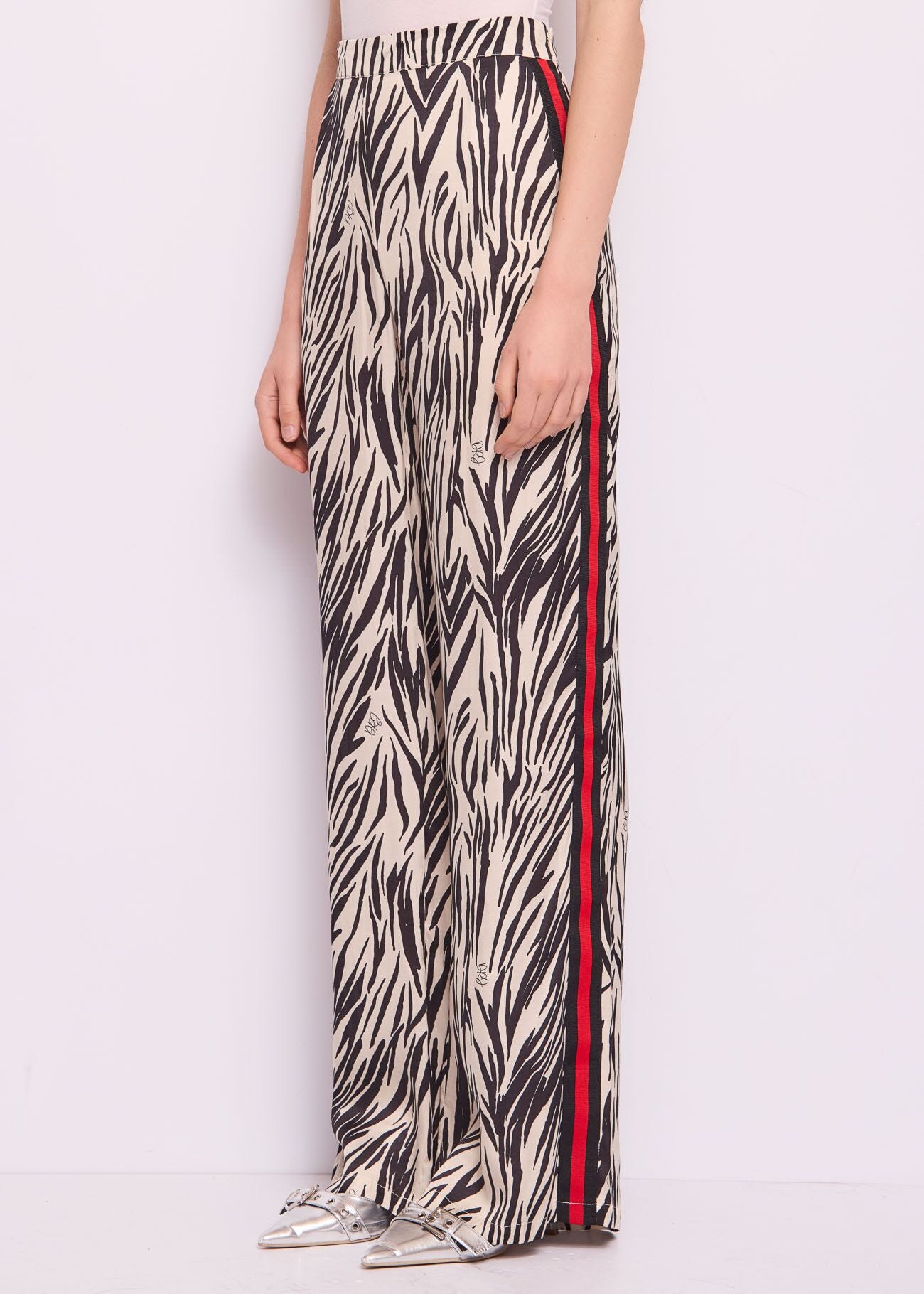 Printed satin palazzo trousers