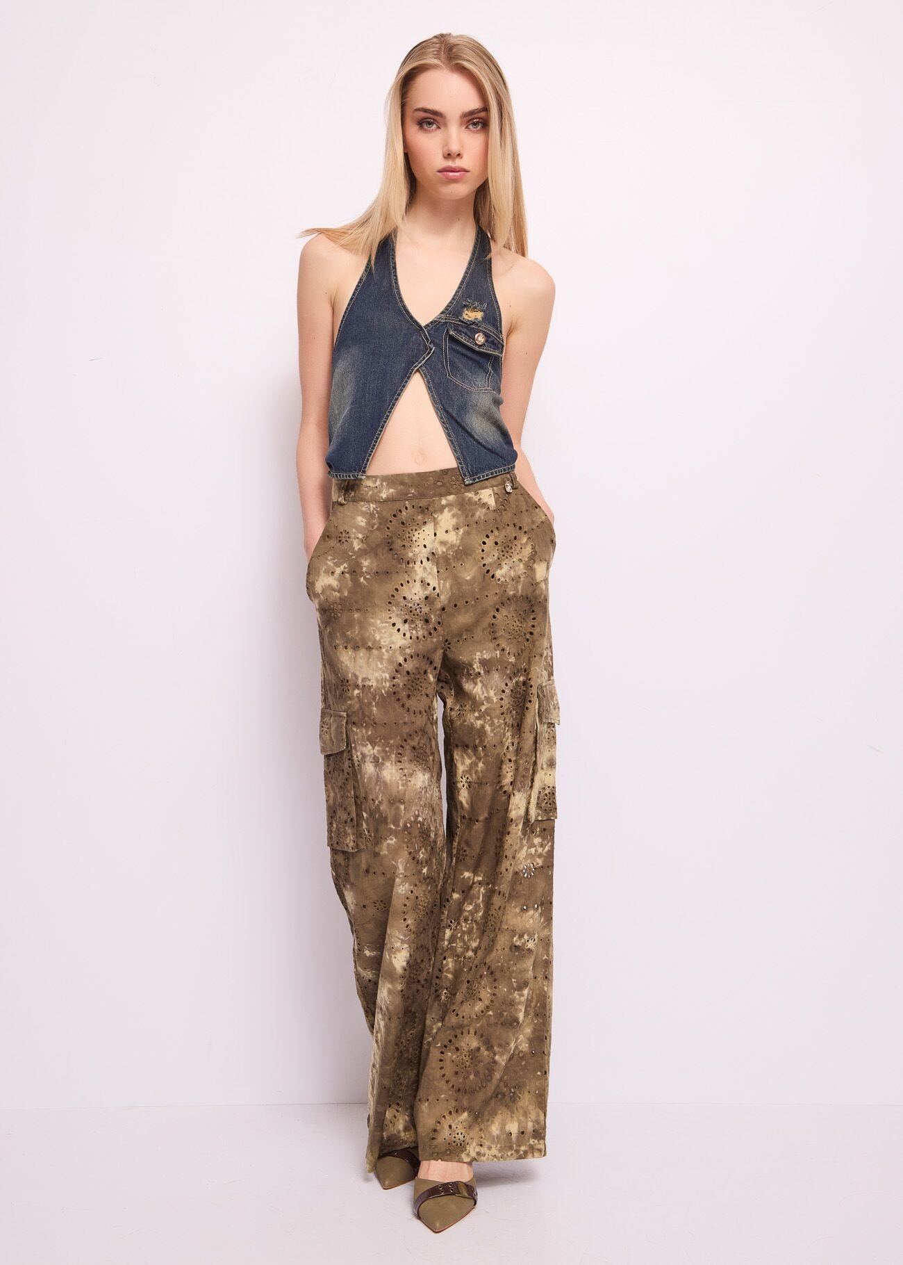 Pantaloni cargo in cotone Sangallo