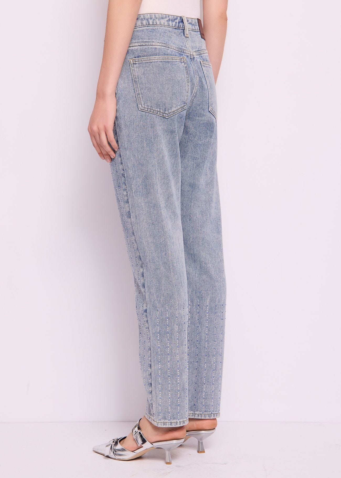 Jeans in cotone con strass