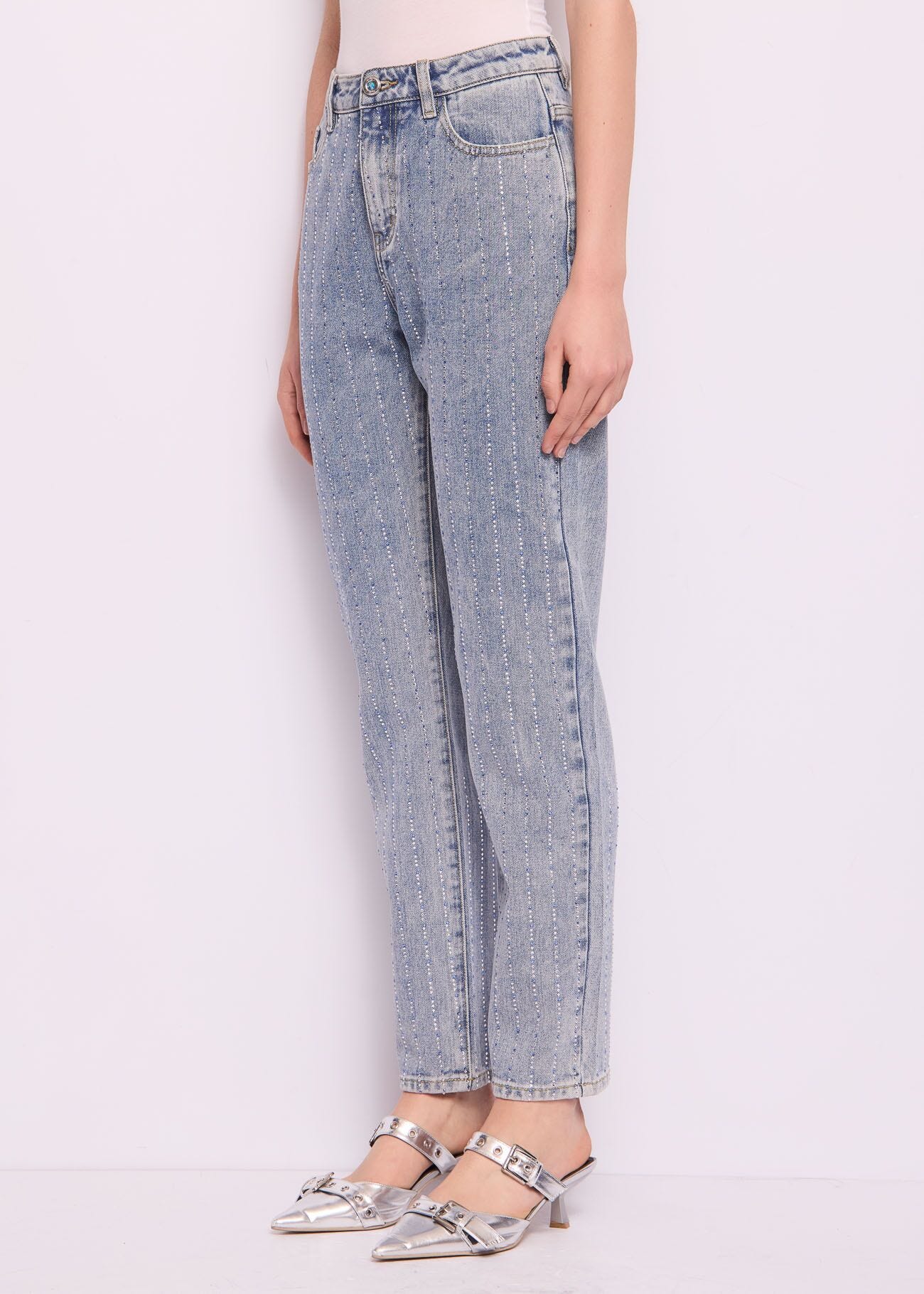 Jeans in cotone con strass