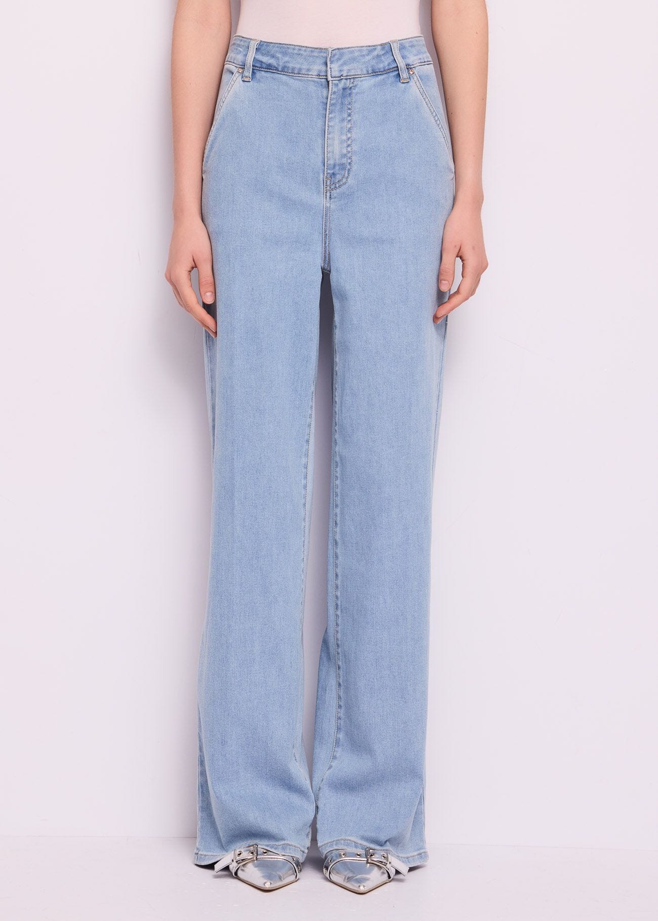 Jeans in cotone con piega
