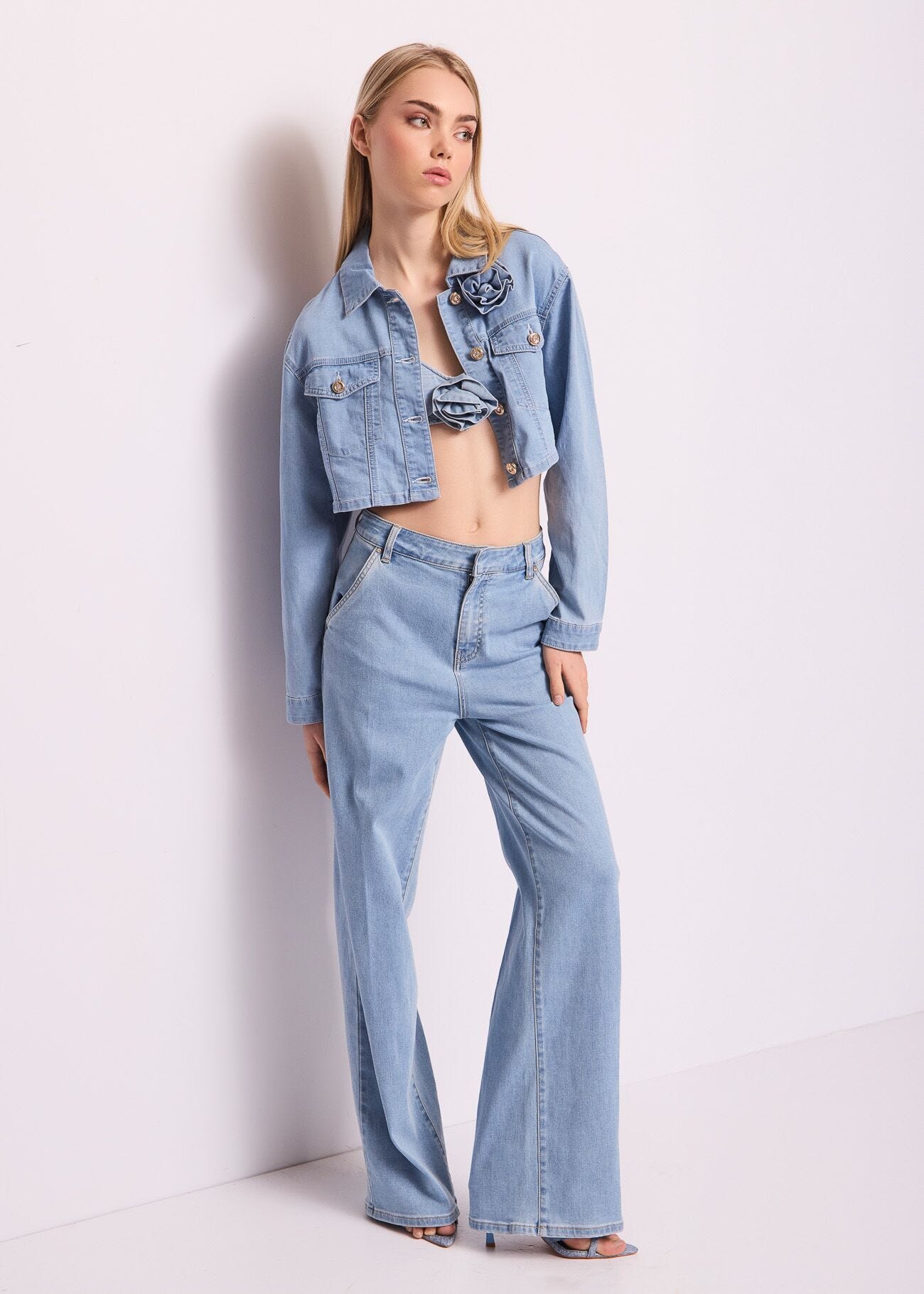 Jeans in cotone con piega