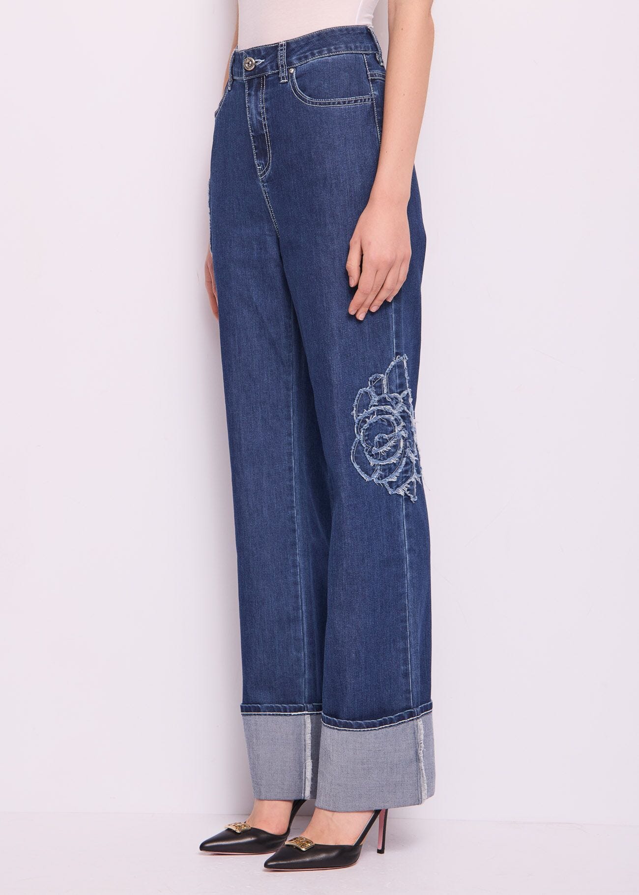 Jeans in cotone con risvolto
