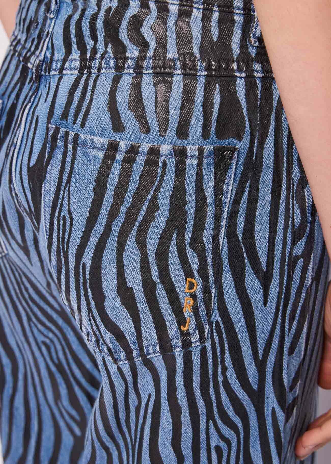 Wide jeans in printed cotton