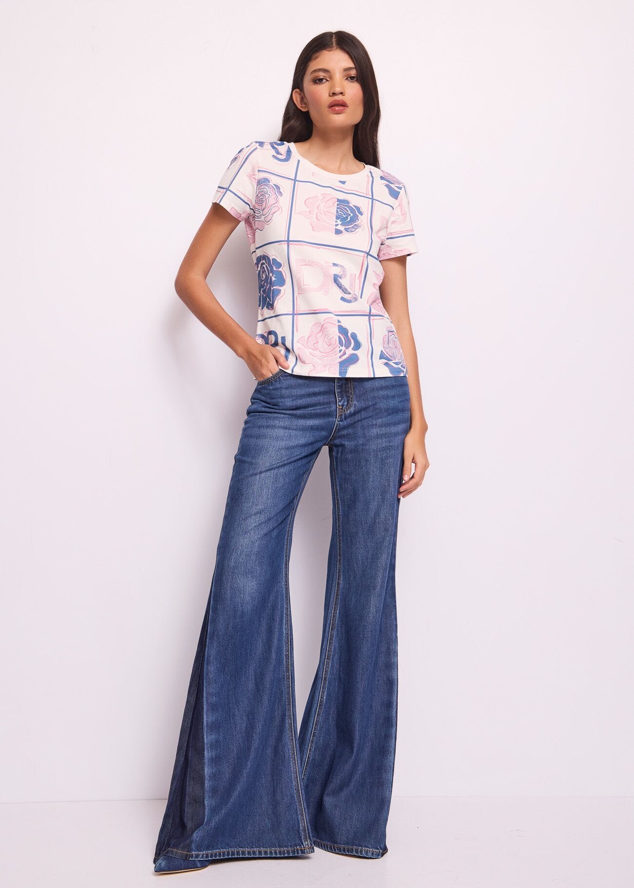 Jeans super flare in cotone