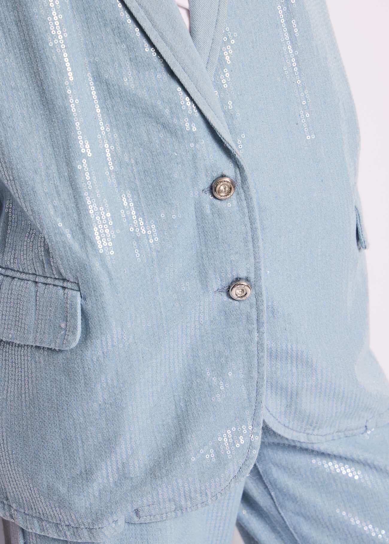 Denim blazer with sequins