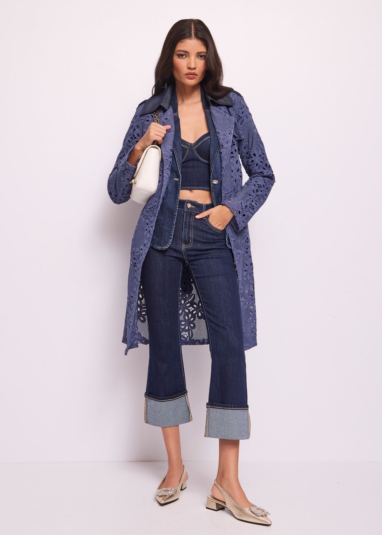 Cotton denim blazer