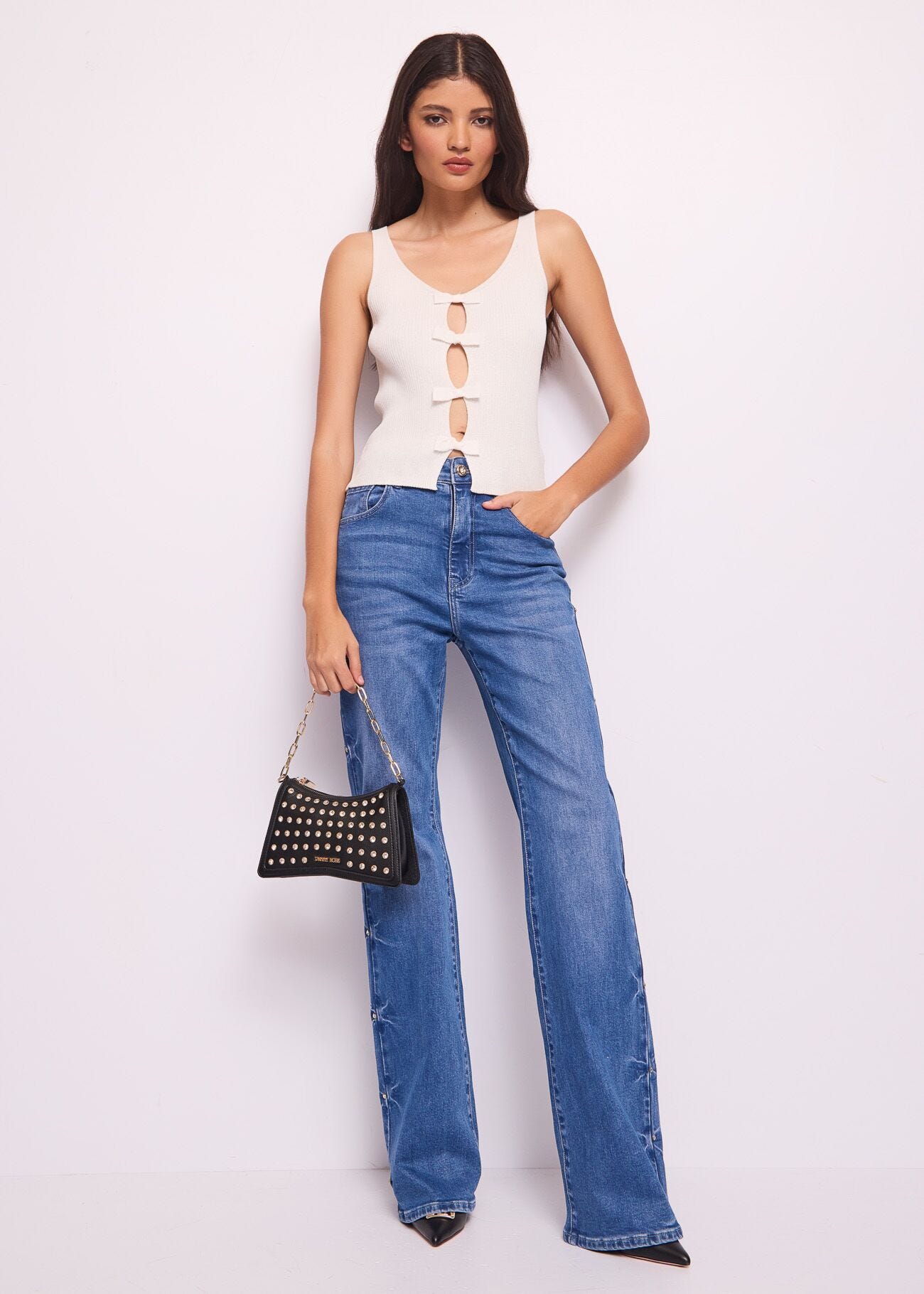 Top bianco in maglia lurex