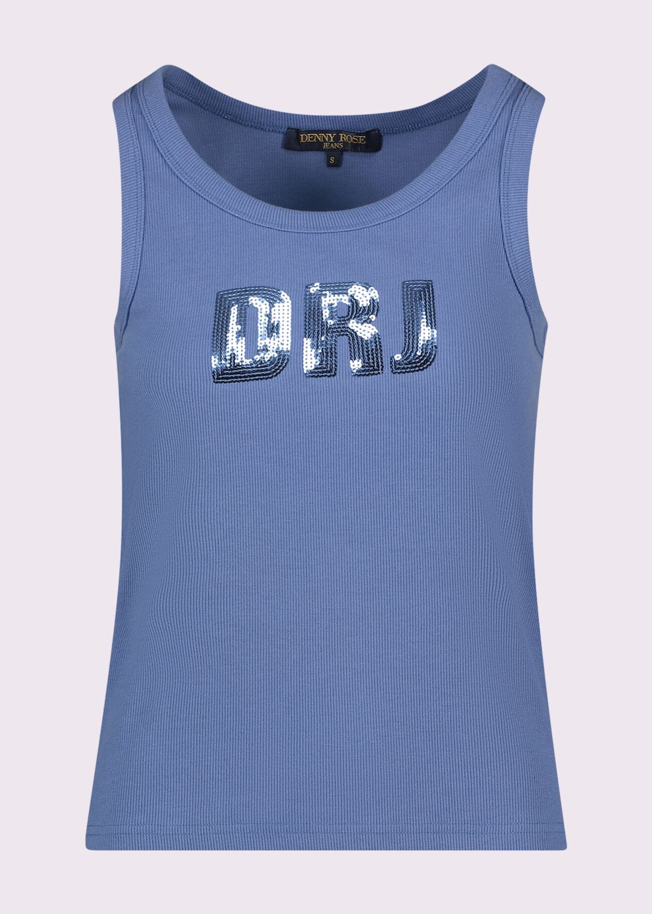 Top blu in cotone con logo