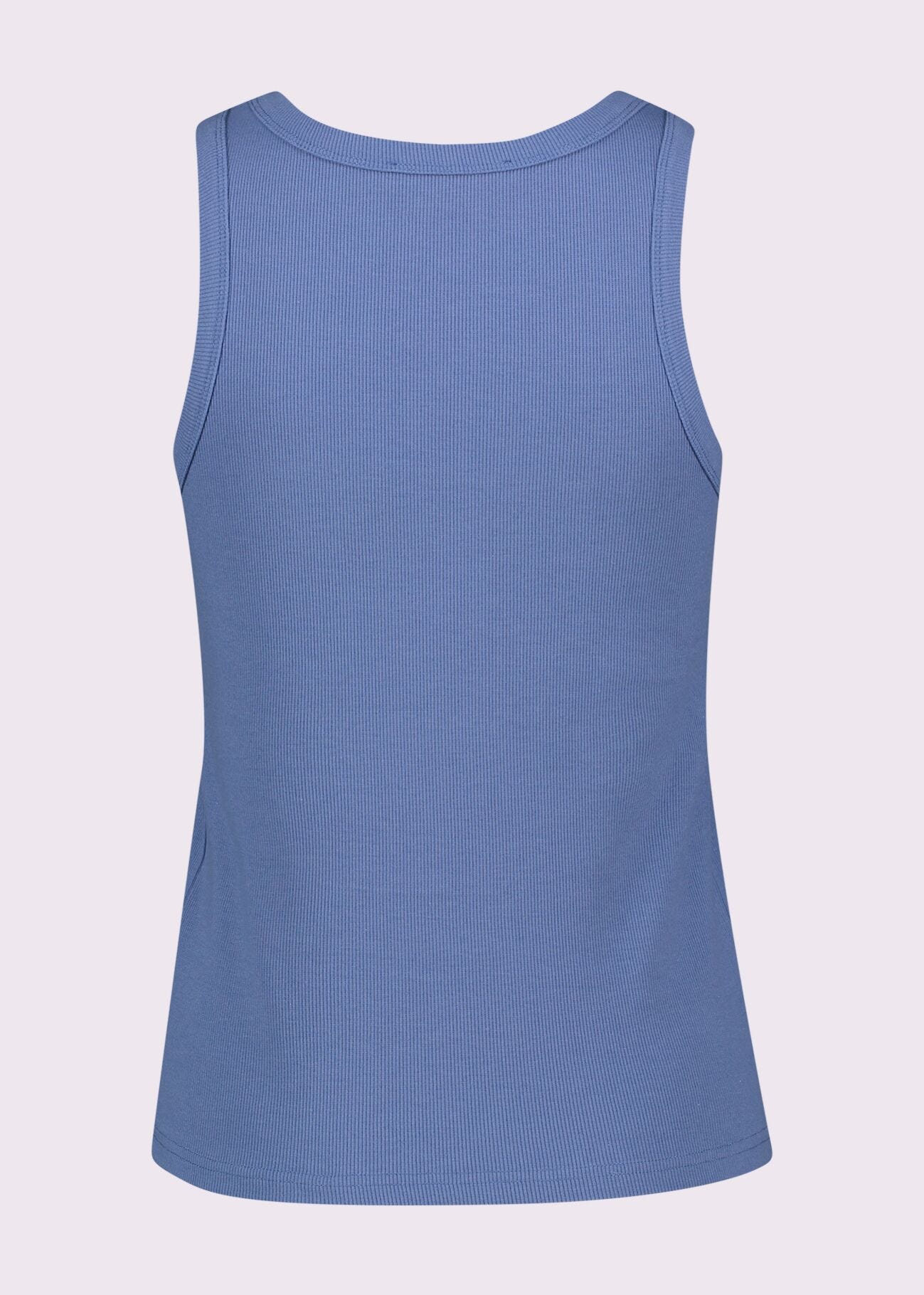 Top blu in cotone con logo