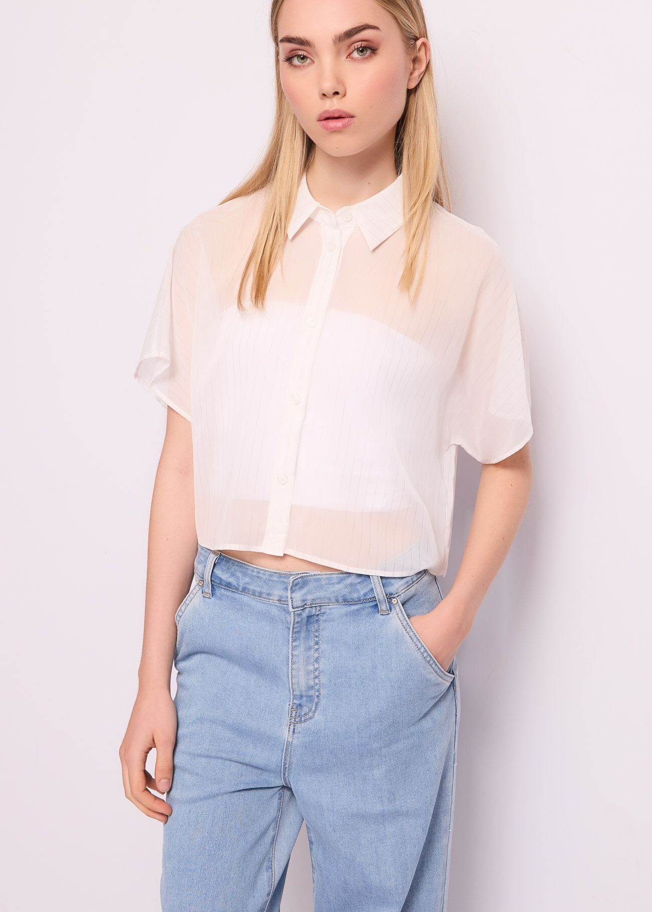 Camicia bianca gessata