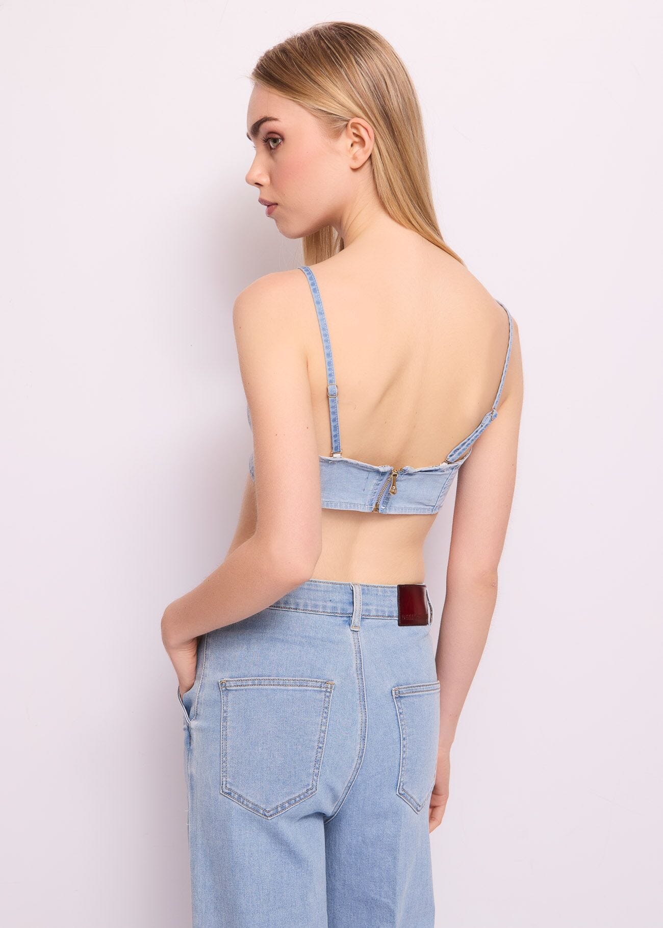 Top in denim di cotone