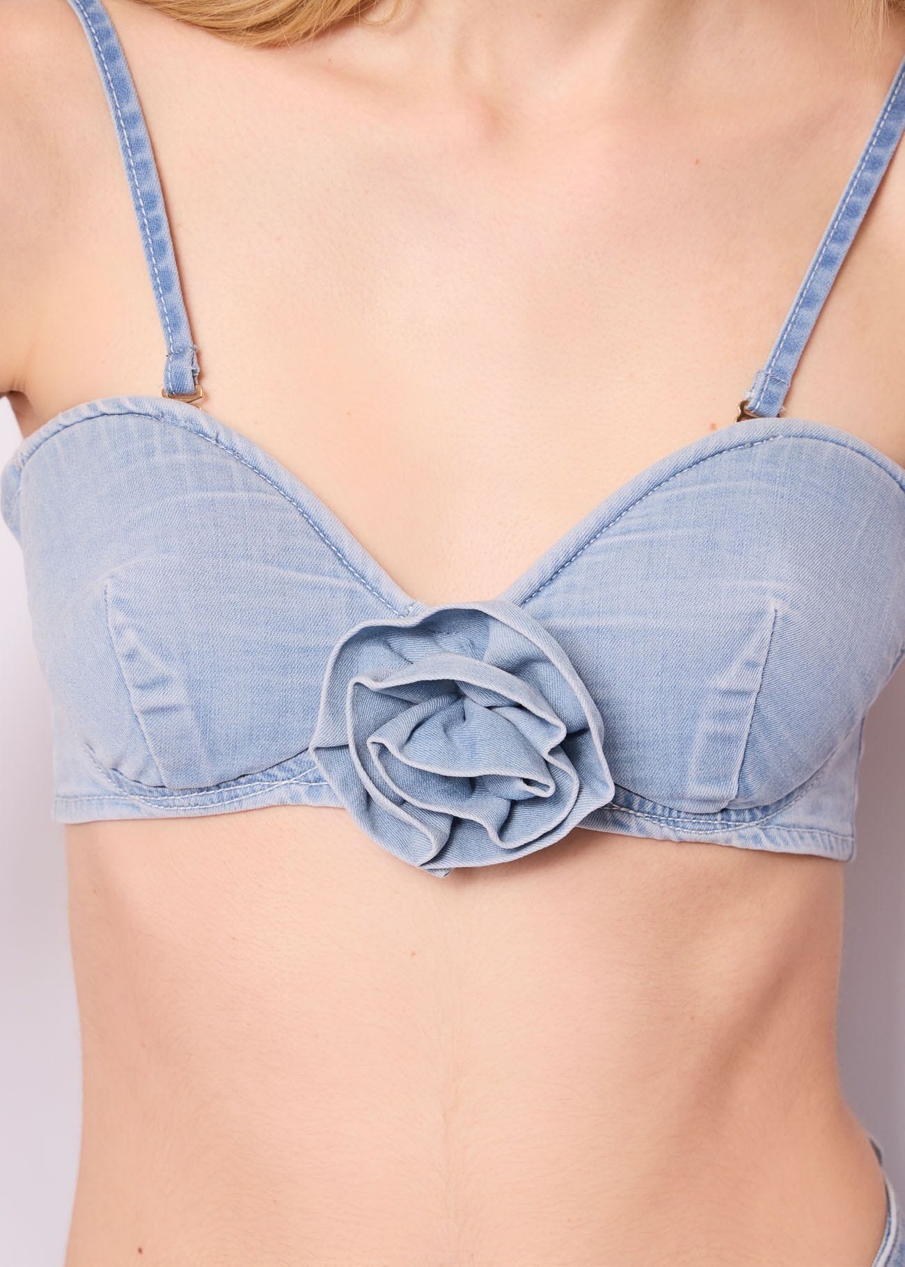 Top in denim di cotone
