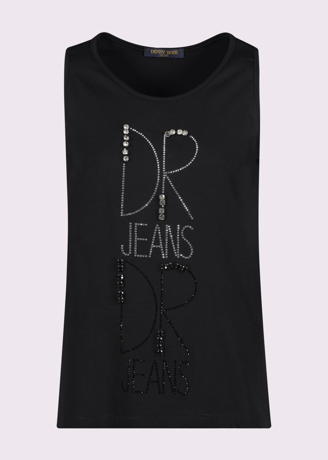 Top nero in cotone con logo