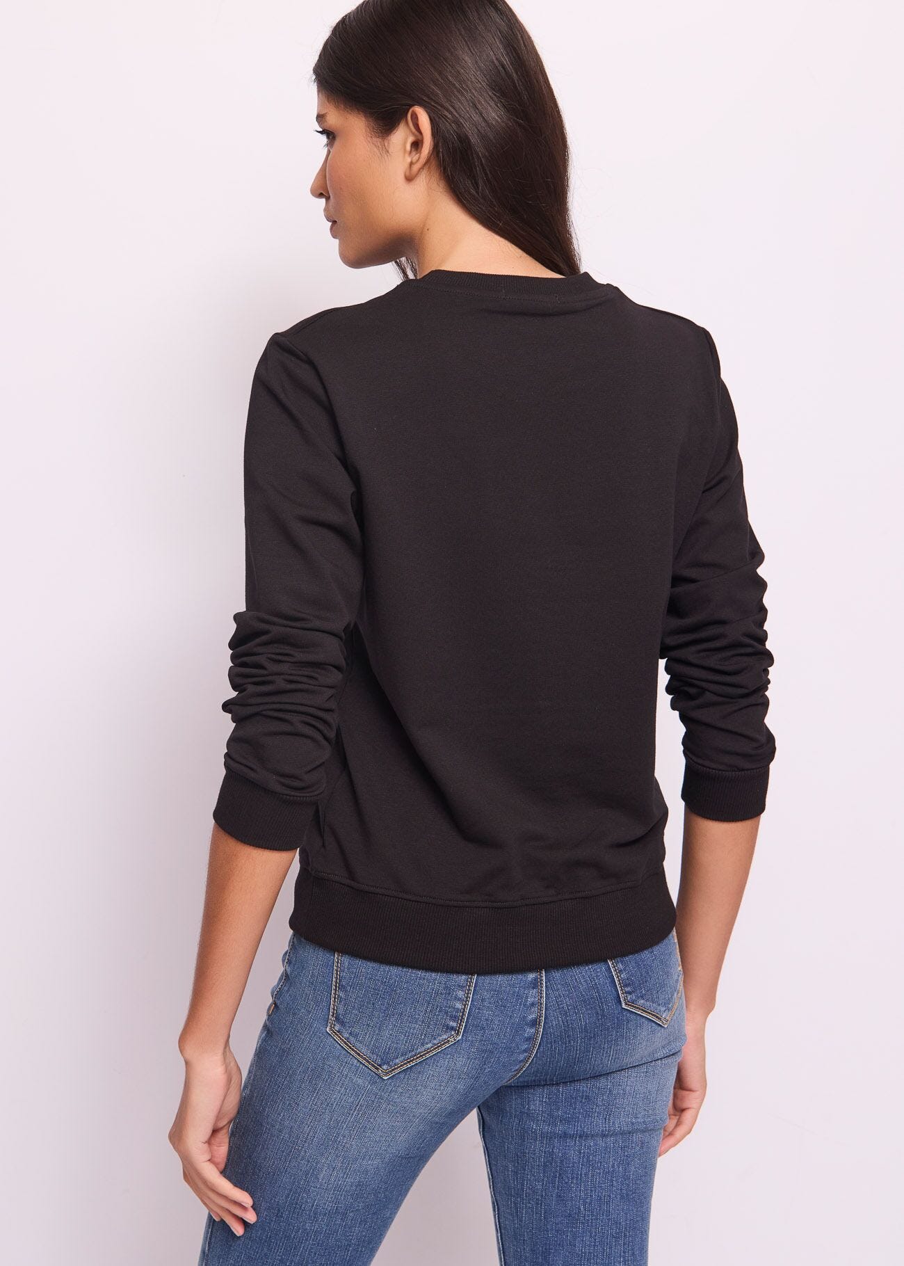 Black cotton sweatshirt with logo