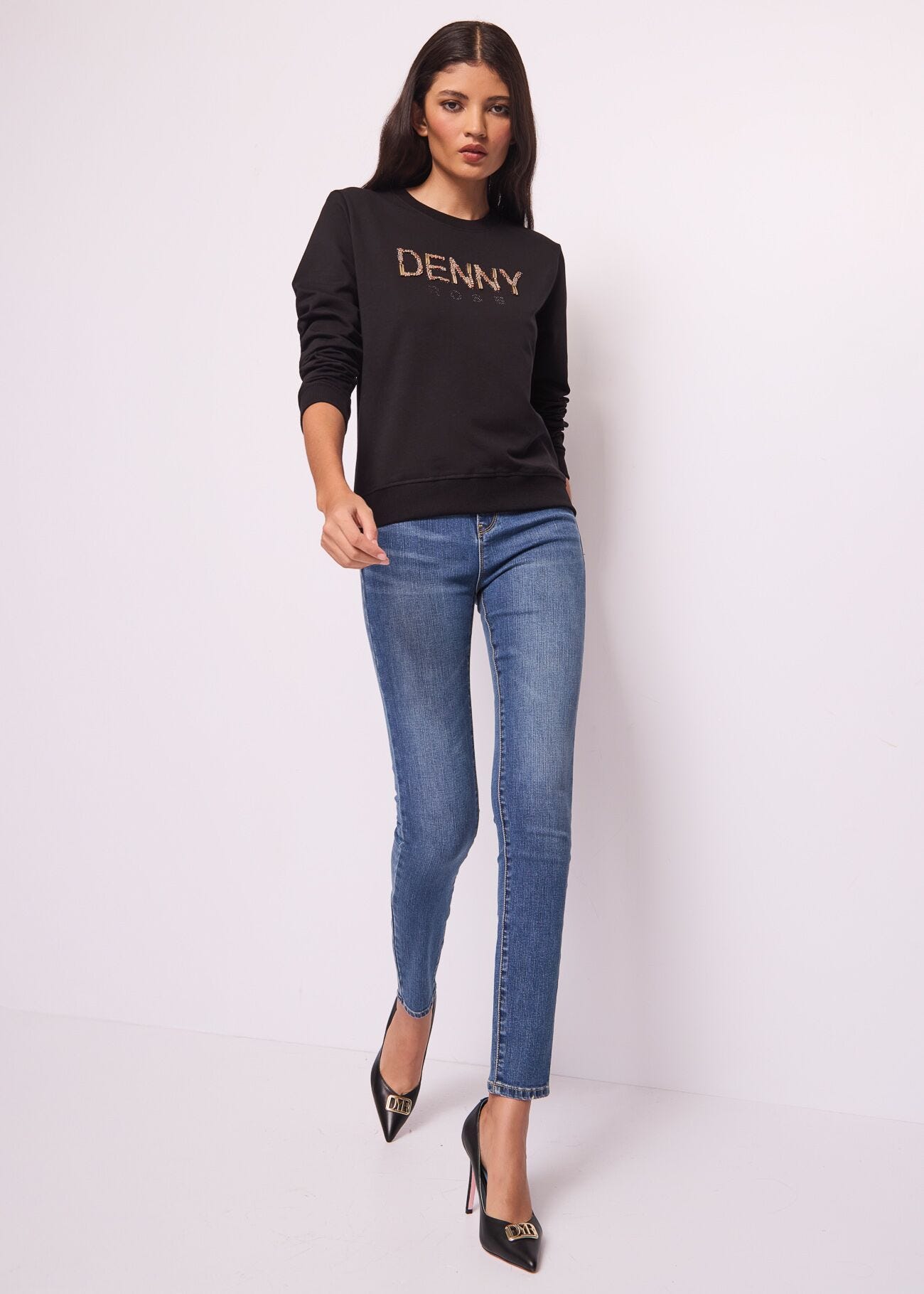 Black cotton sweatshirt with logo