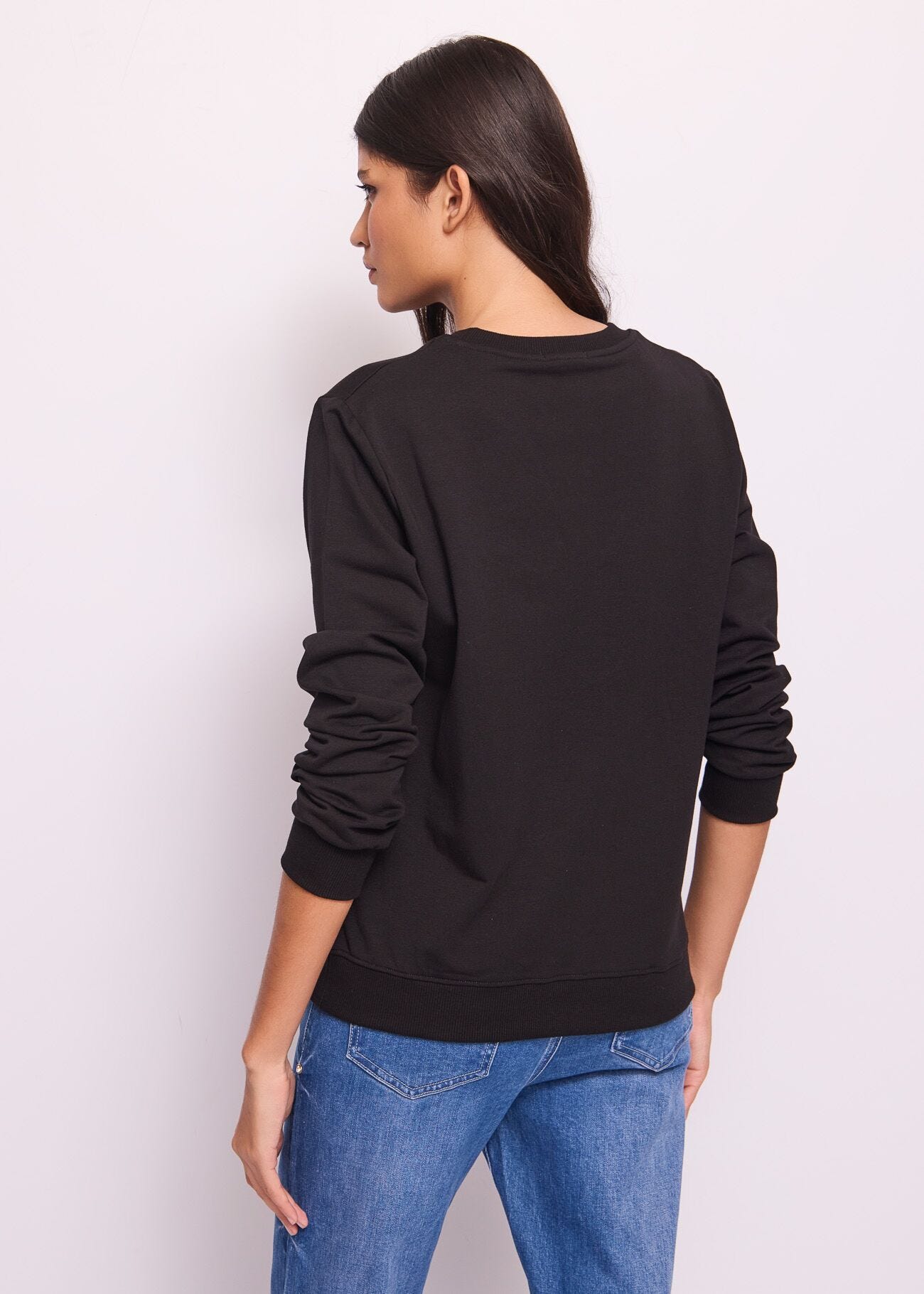 Felpa nera in cotone con logo