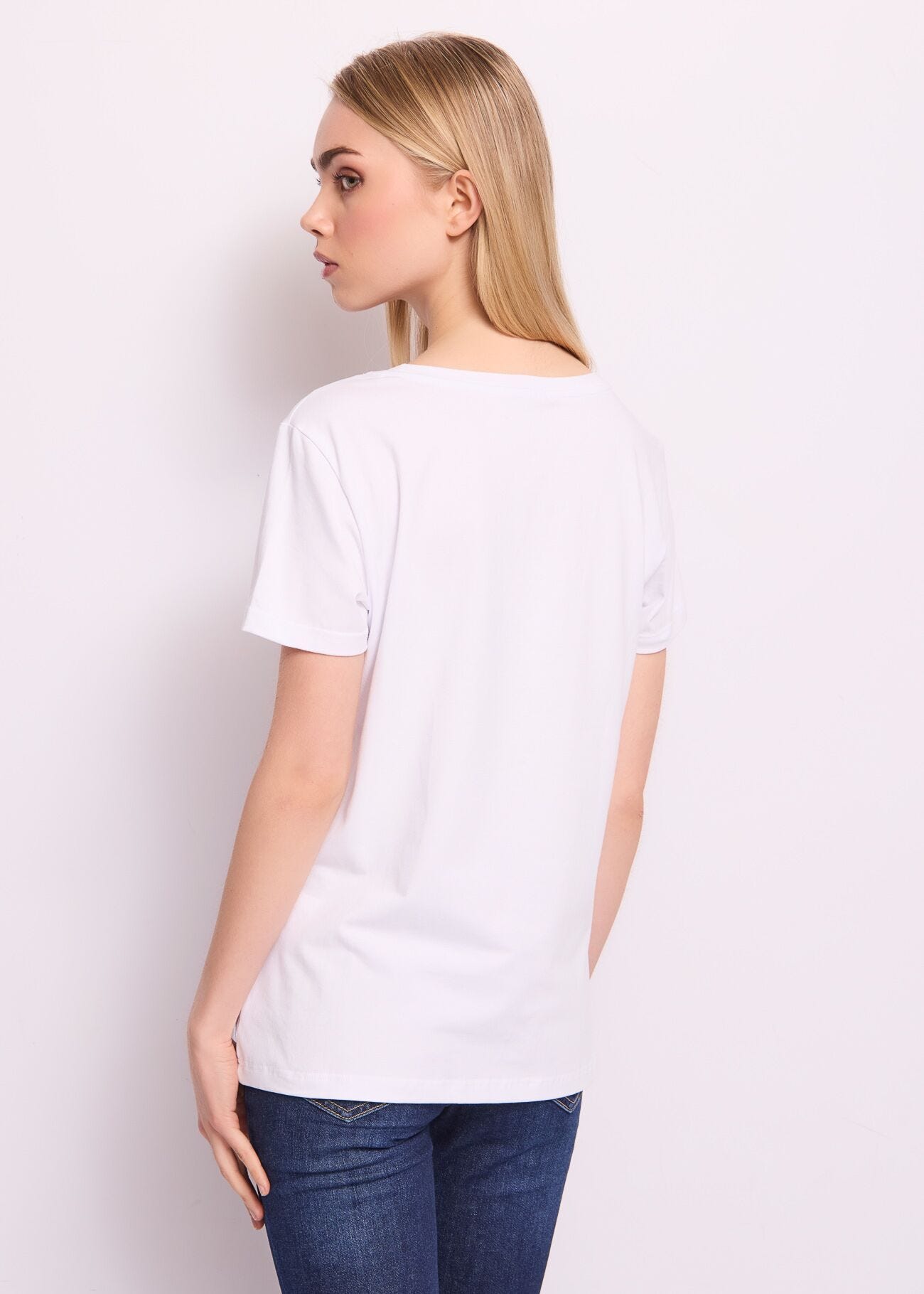 T-shirt bianca in cotone con logo