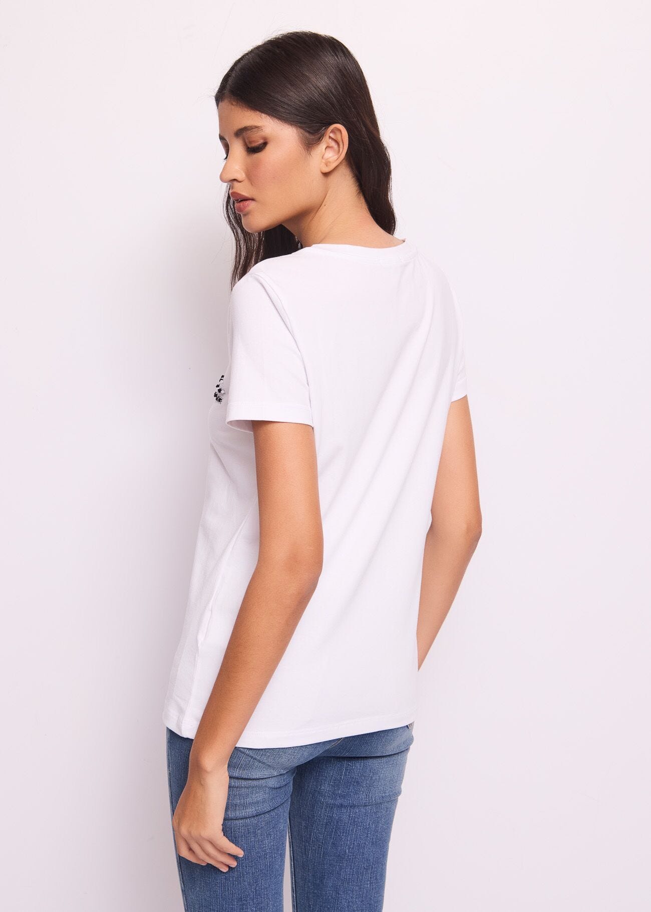 Camiseta blanca de algodón con logotipo