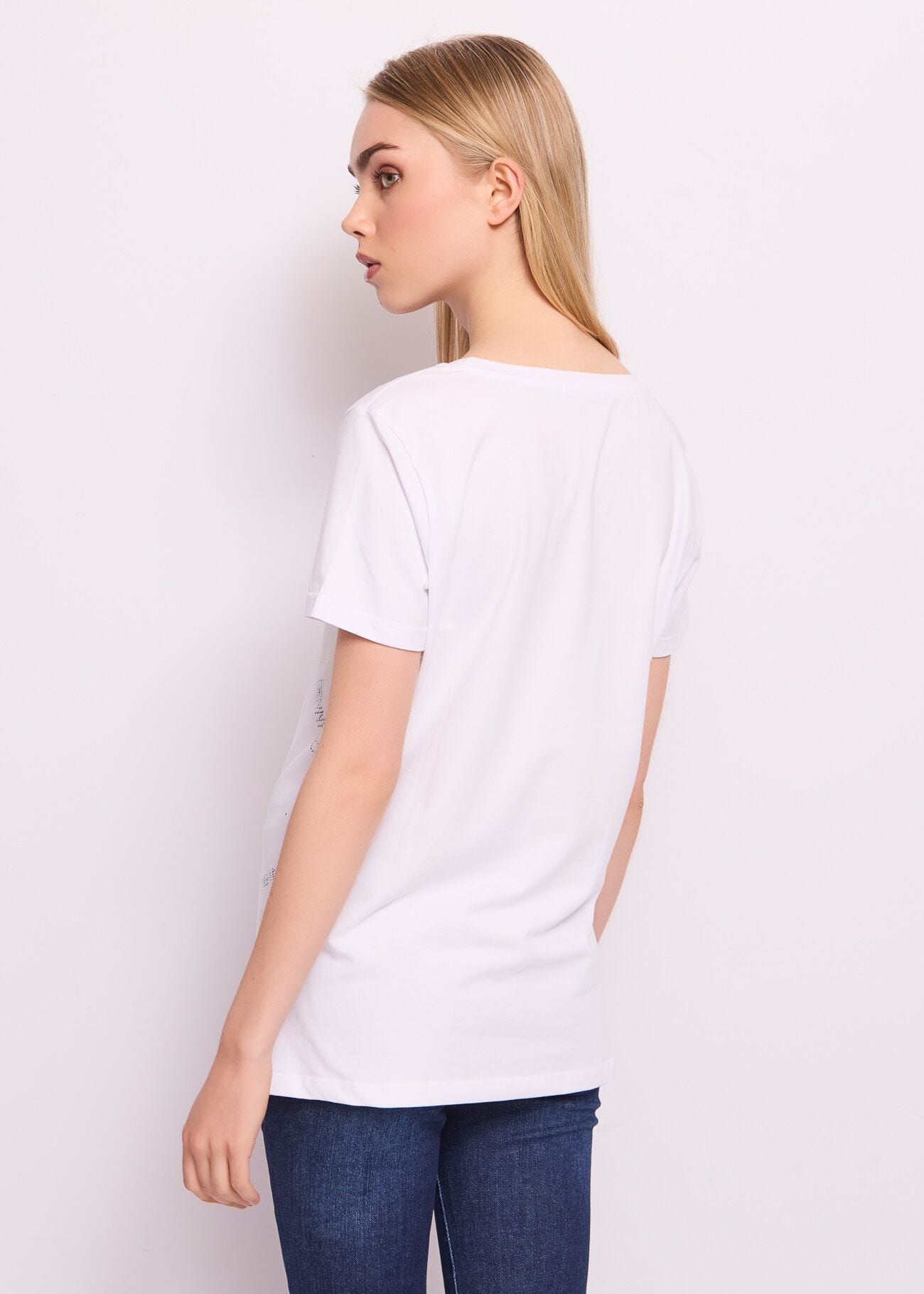 T-shirt bianca in cotone con logo