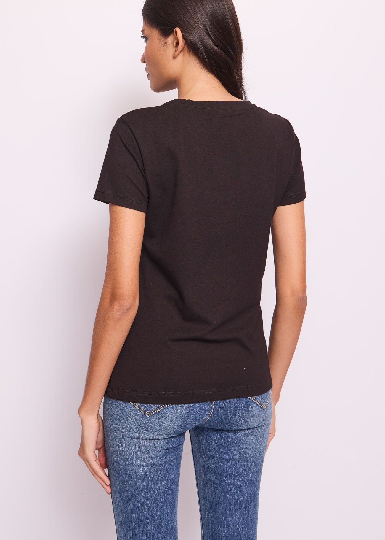 Camiseta negra de algodón con logotipo