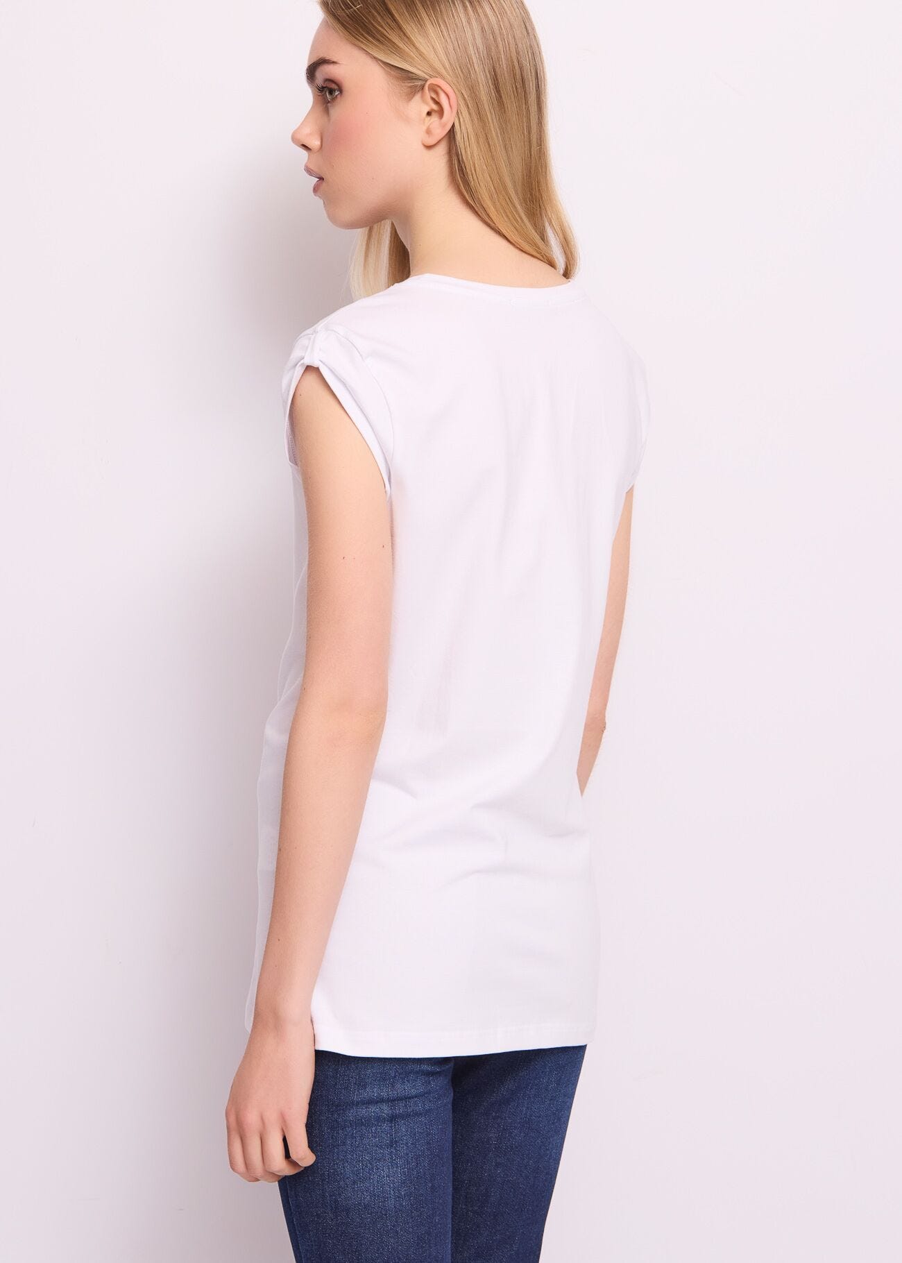 T-shirt bianca in cotone con logo
