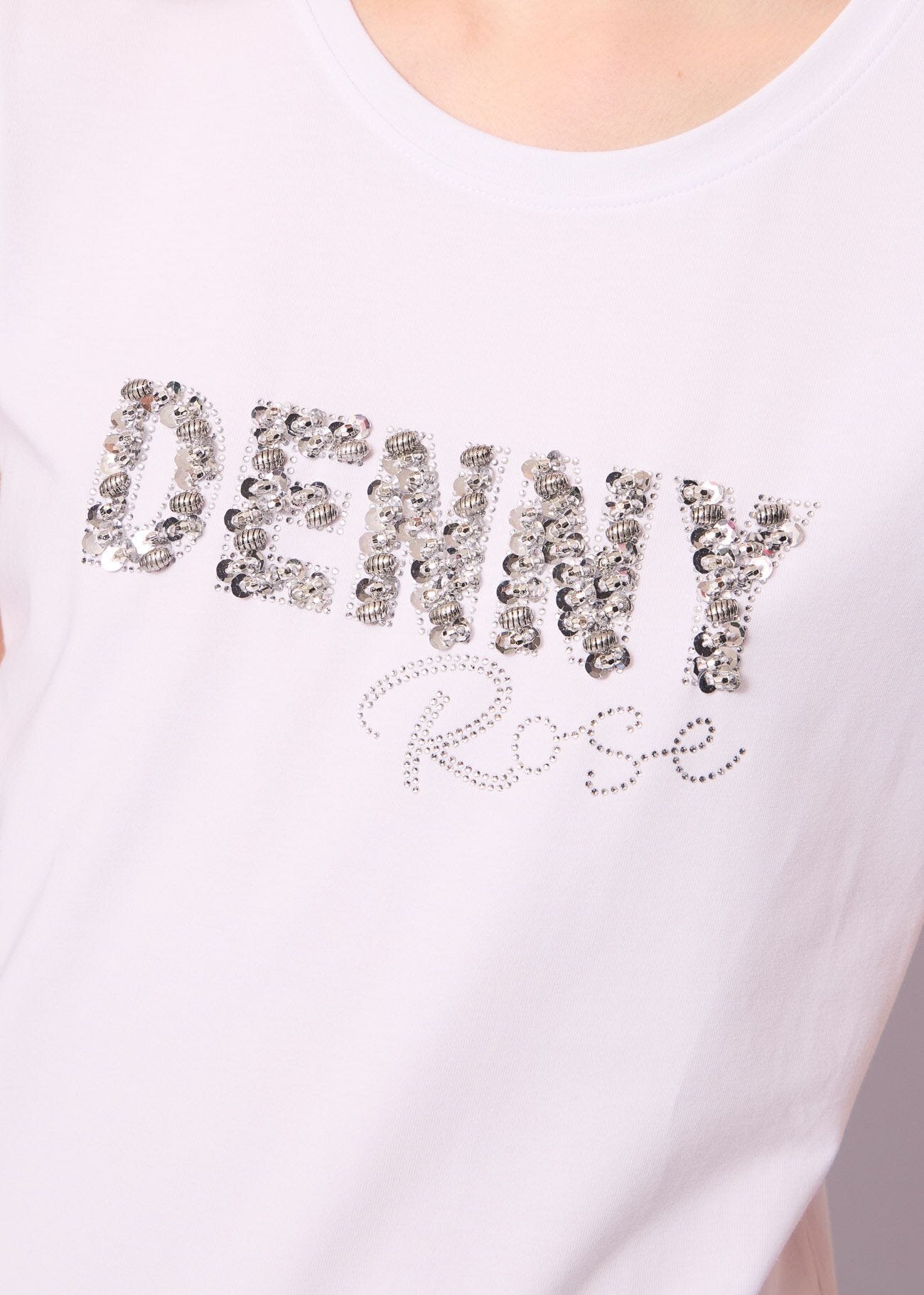 T-shirt bianca in cotone con logo