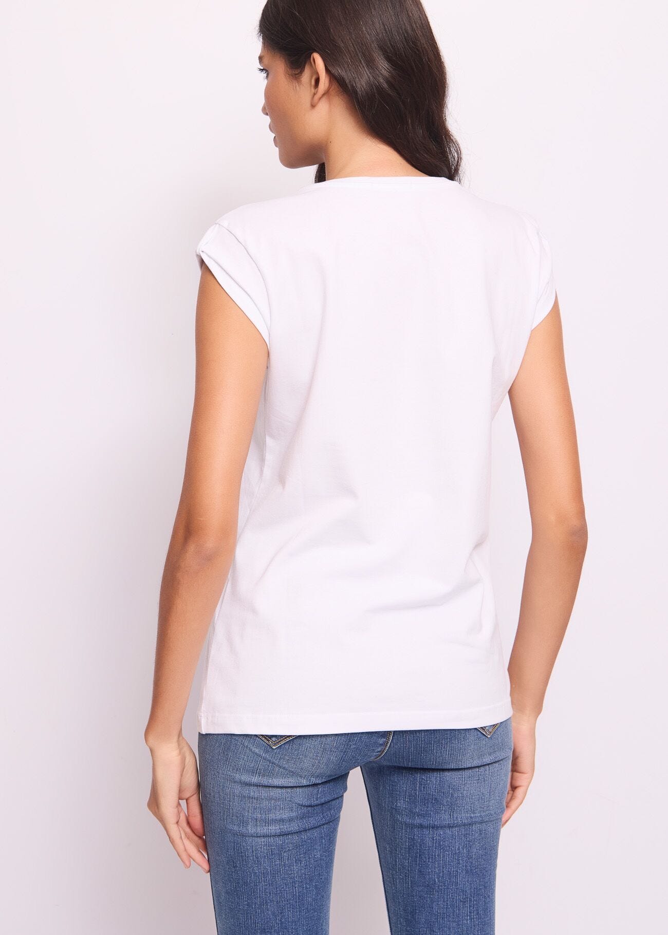 Camiseta blanca de algodón con logotipo