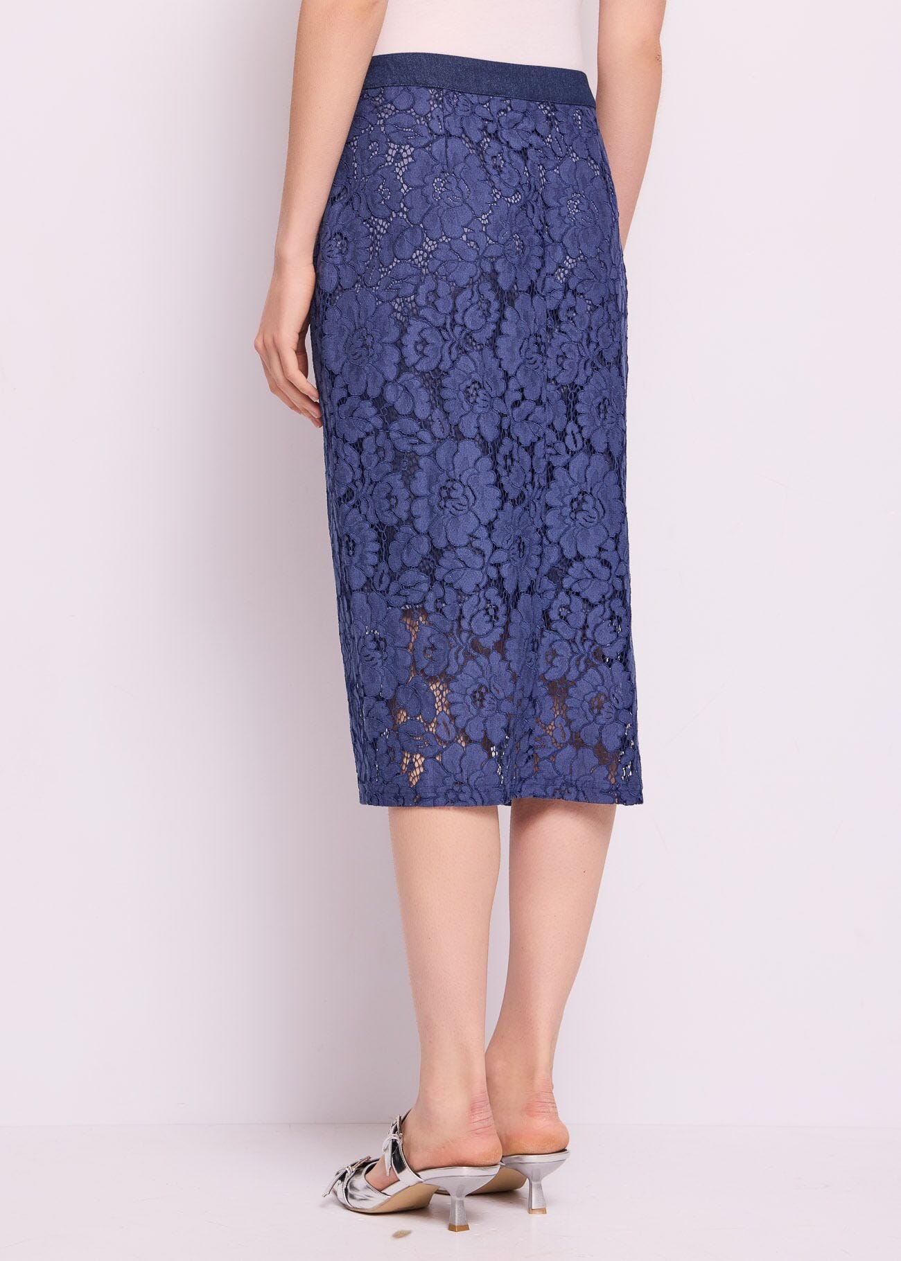 Falda azul de encaje de algodón