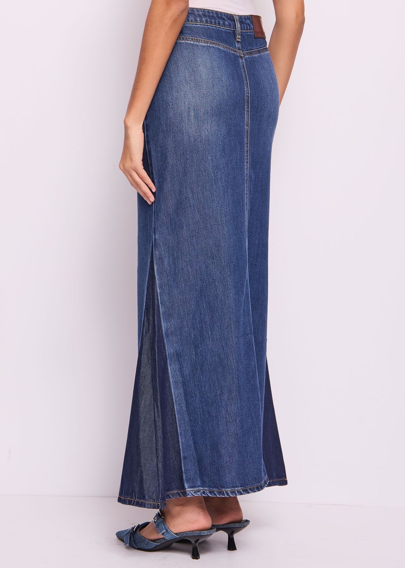 Gonna lunga in denim di cotone